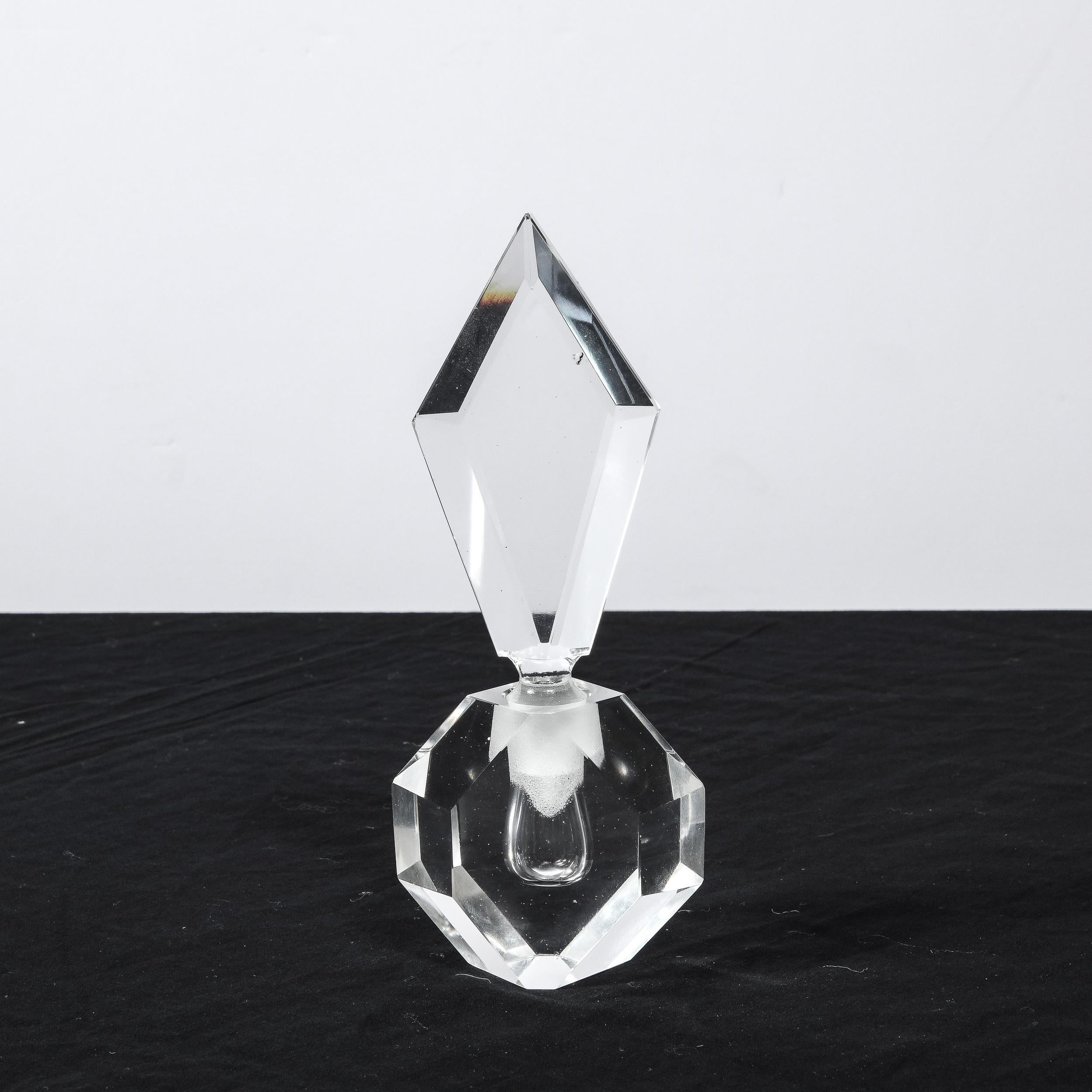 Art Deco Jewel Cut Prismatic Translucent Crystal Perfume Bottle 3