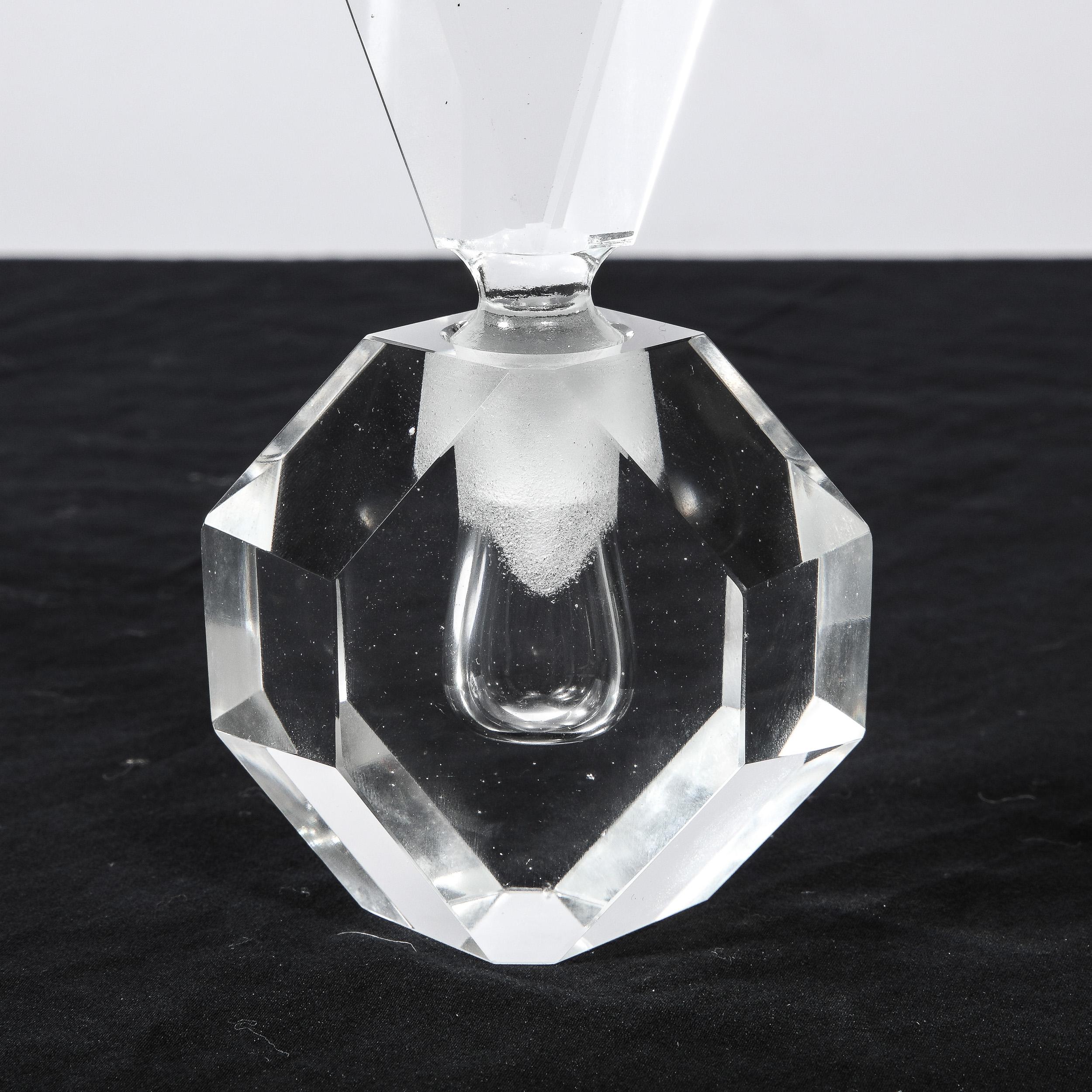 Art Deco Jewel Cut Prismatic Translucent Crystal Perfume Bottle 4