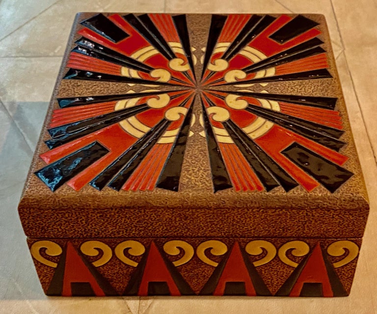 Art Deco Jewelry Box Enamel Sunburst Rare at 1stdibs