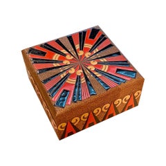 Art Deco Jewelry Box Enamel Sunburst Rare