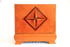Art Deco Jewelry Box Flame Birch with Inlay Work, circa 1920