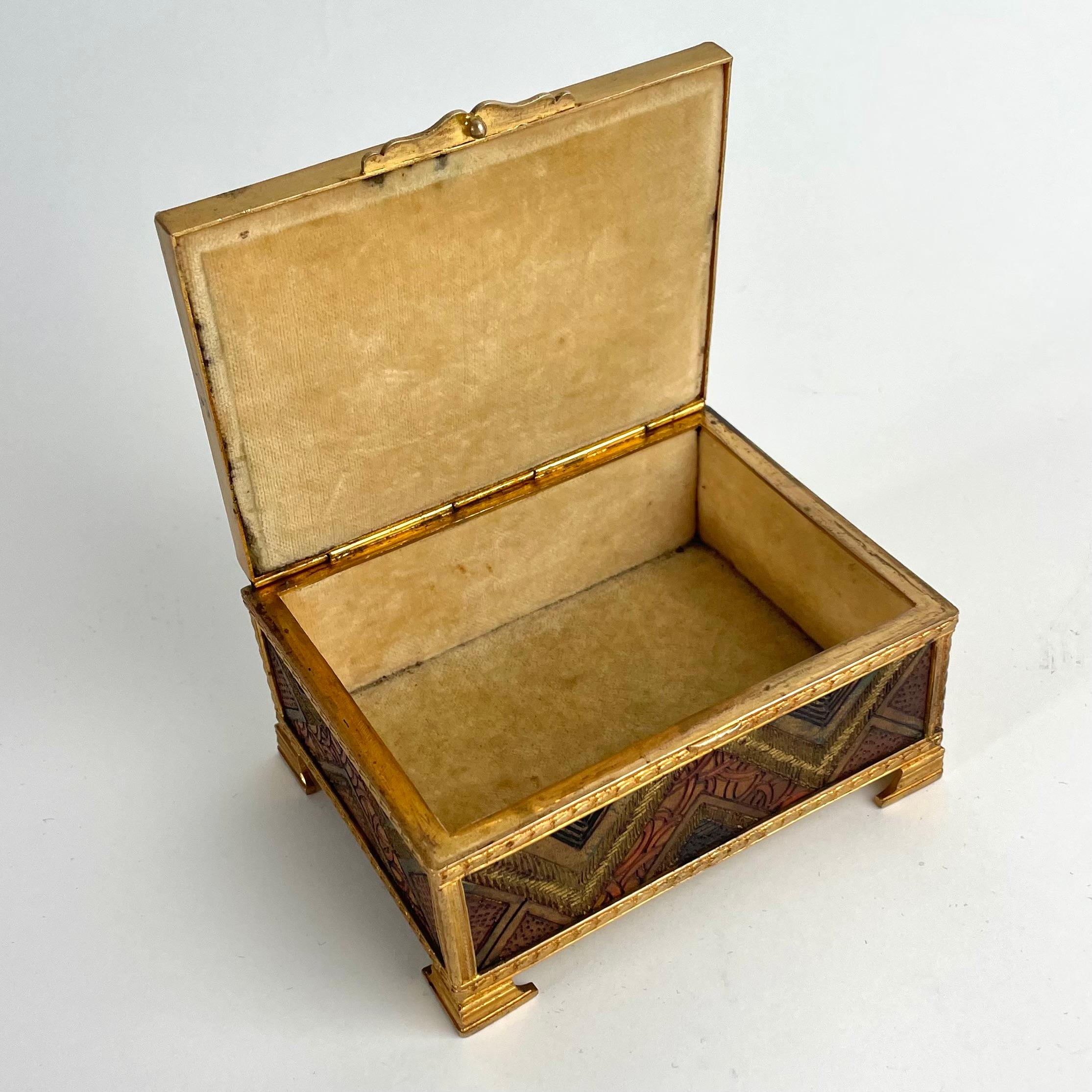 Art Deco-Schmuckkästchen aus Holz und vergoldetem Messing - Frankreich, 1920-30er Jahre im Angebot 3