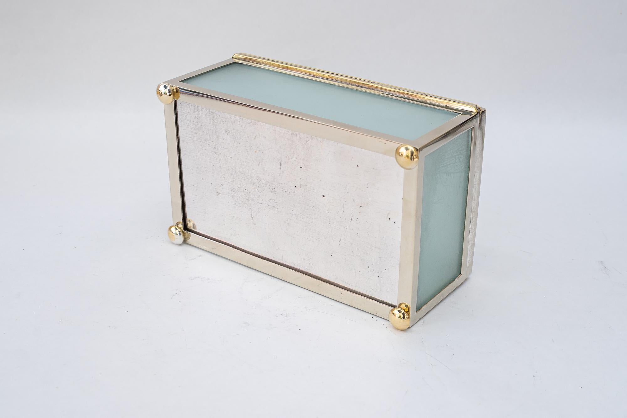 Art Deco Schmuckkästchen Nickel und Glas um 1920er Jahre im Angebot 4