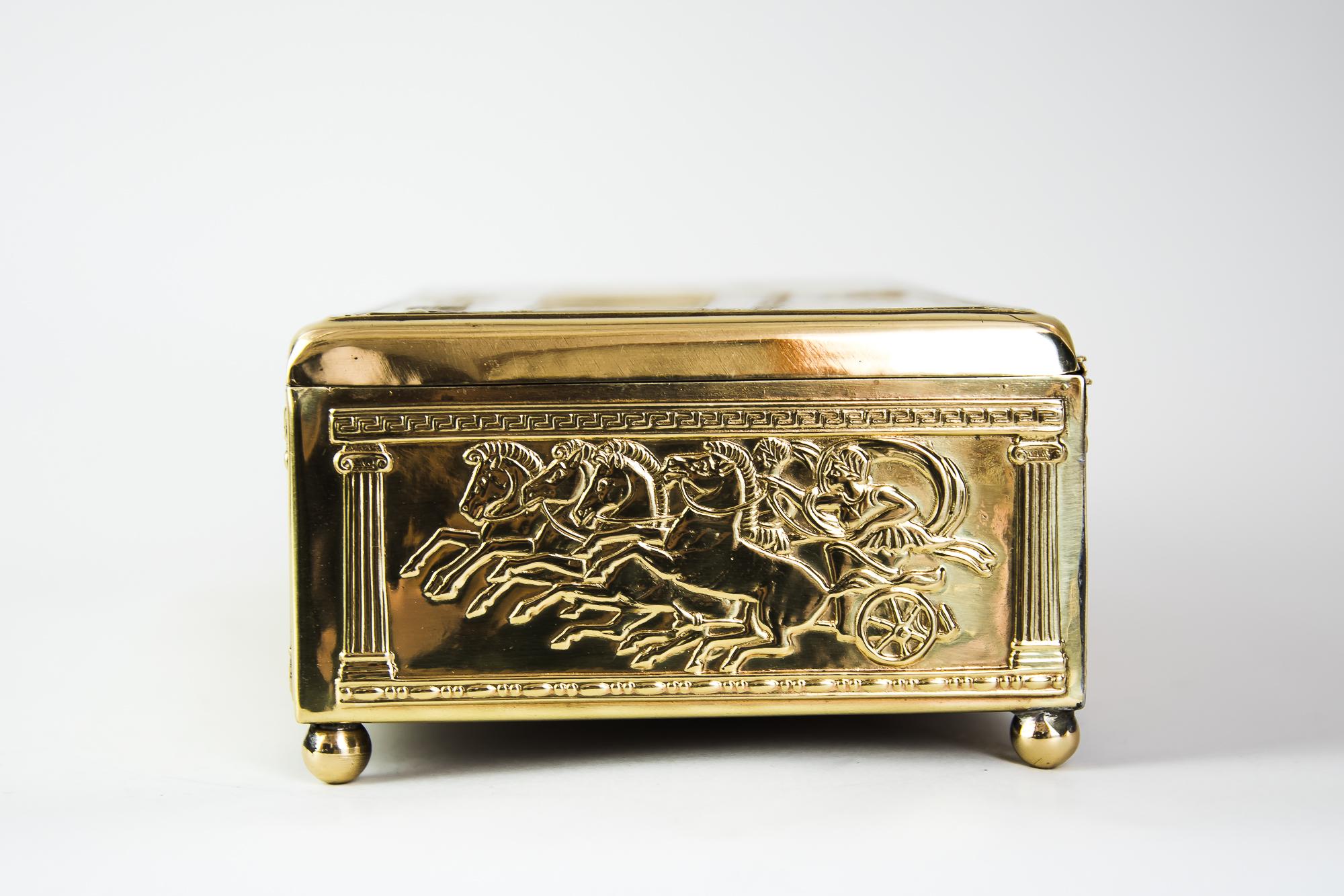 Brass Art Deco Jewelry Box, Rom Motive, Vienna, circa 1920s