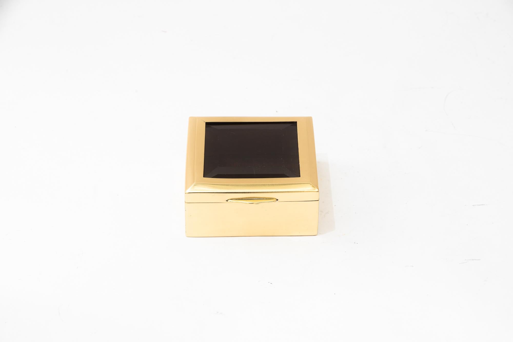 Austrian Art Deco Jewelry Box with cut glass vienna around 1920s For Sale