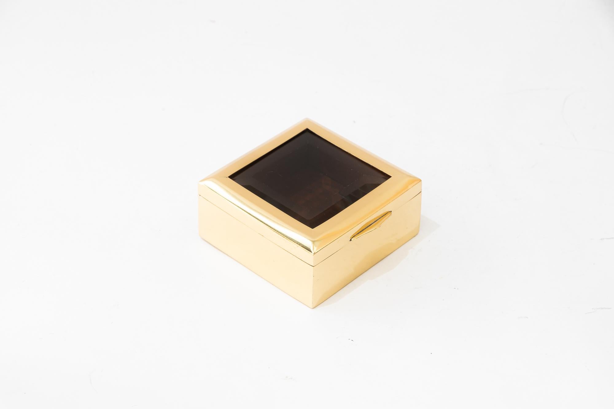 Lacquered Art Deco Jewelry Box with cut glass vienna around 1920s For Sale