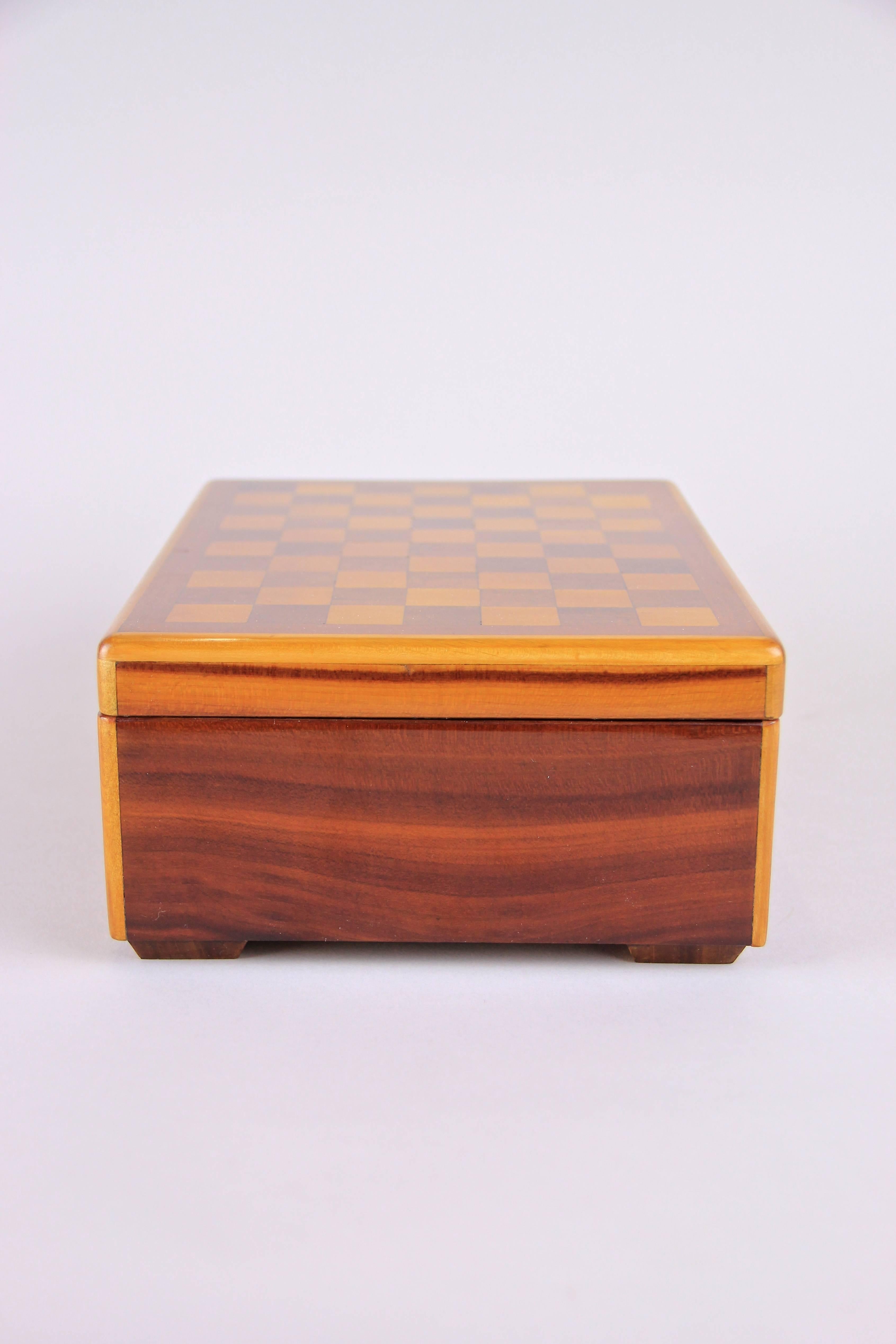 20th Century Art Deco Jewelry Box with Inlayed Chessboard Design, Austria, circa 1920