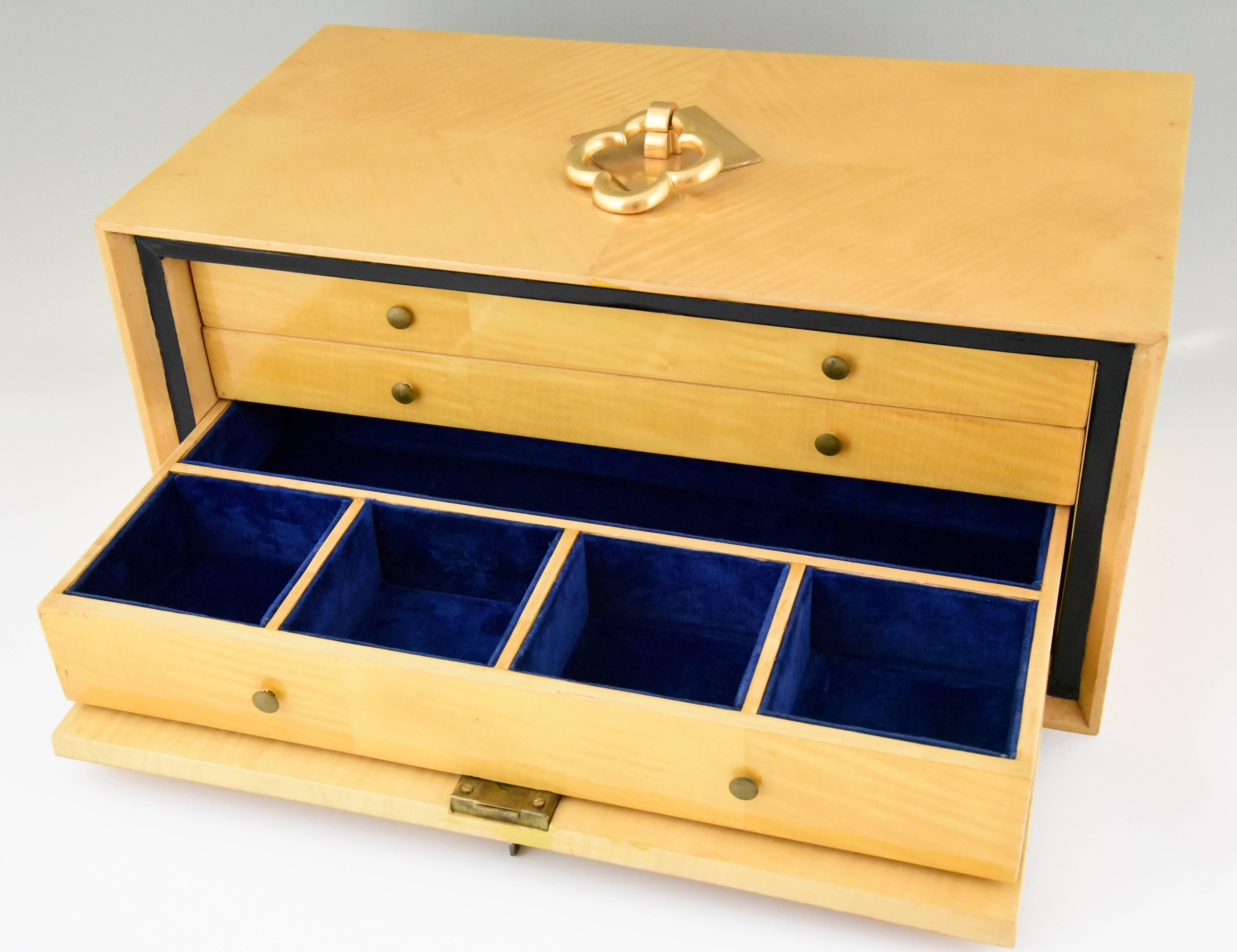 French Art Deco Jewelry Box with Three Drawers, France, 1930