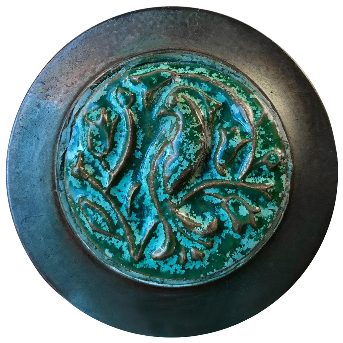 Schmuckkästchen im Art déco-Stil aus Bronze und Keramik, BL, 1930er Jahre
