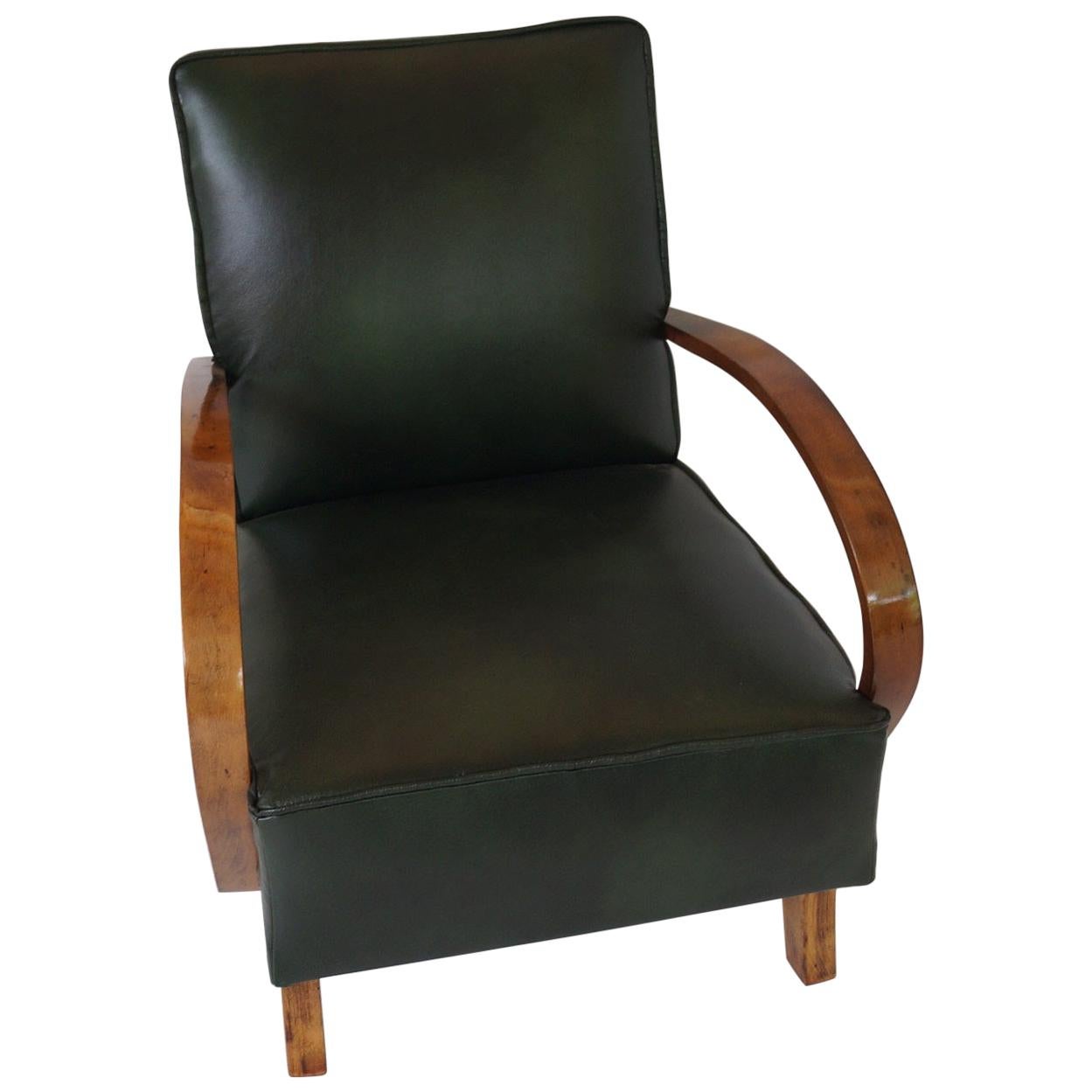 Art Deco J.Halabala Armchair Skin . For Sale