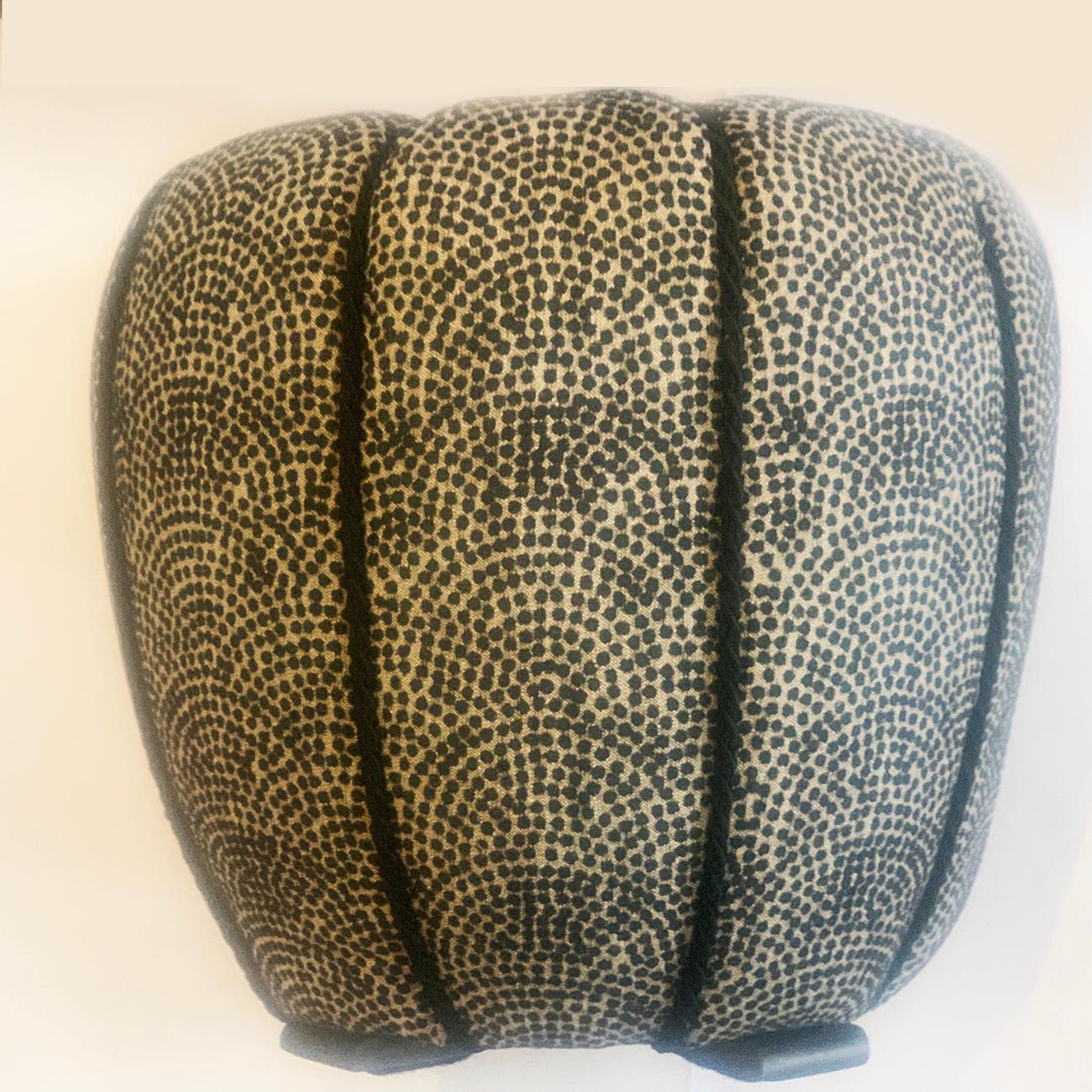 Art Deco pouffe or tabouret by Jindrich Halabala, Czechoslovakia. Completely reupholstered with large button detail and surrounded by black silk cord to central top with same cord between adjoining sections. Totally excellent condition with no