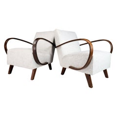 Art Deco Jindrich Halabala Re-Upholstered Bentwood Armchairs, Praque, 1940s