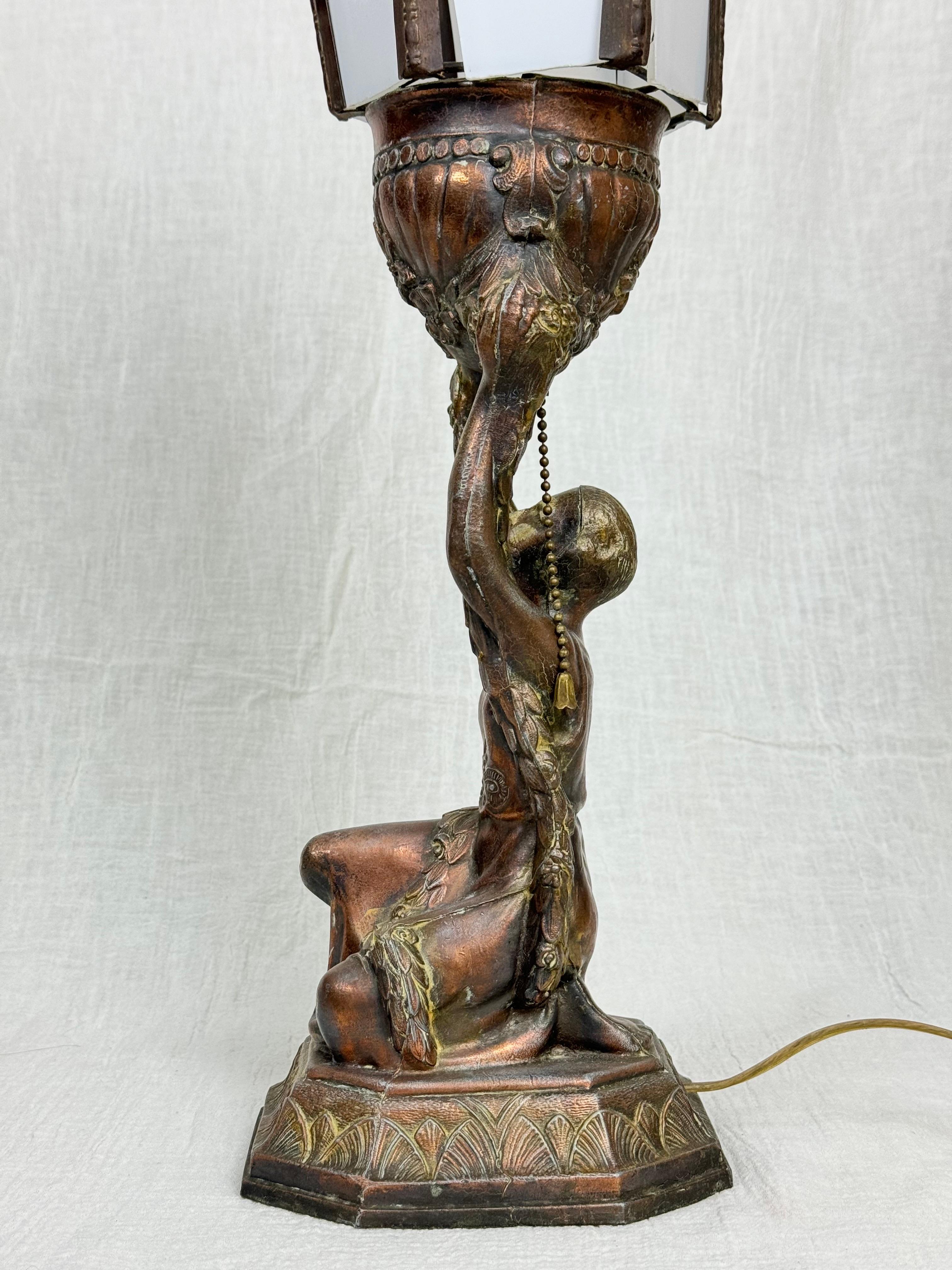 Art Deco Joan of Arc Table Lamp In Good Condition In Redding, CT