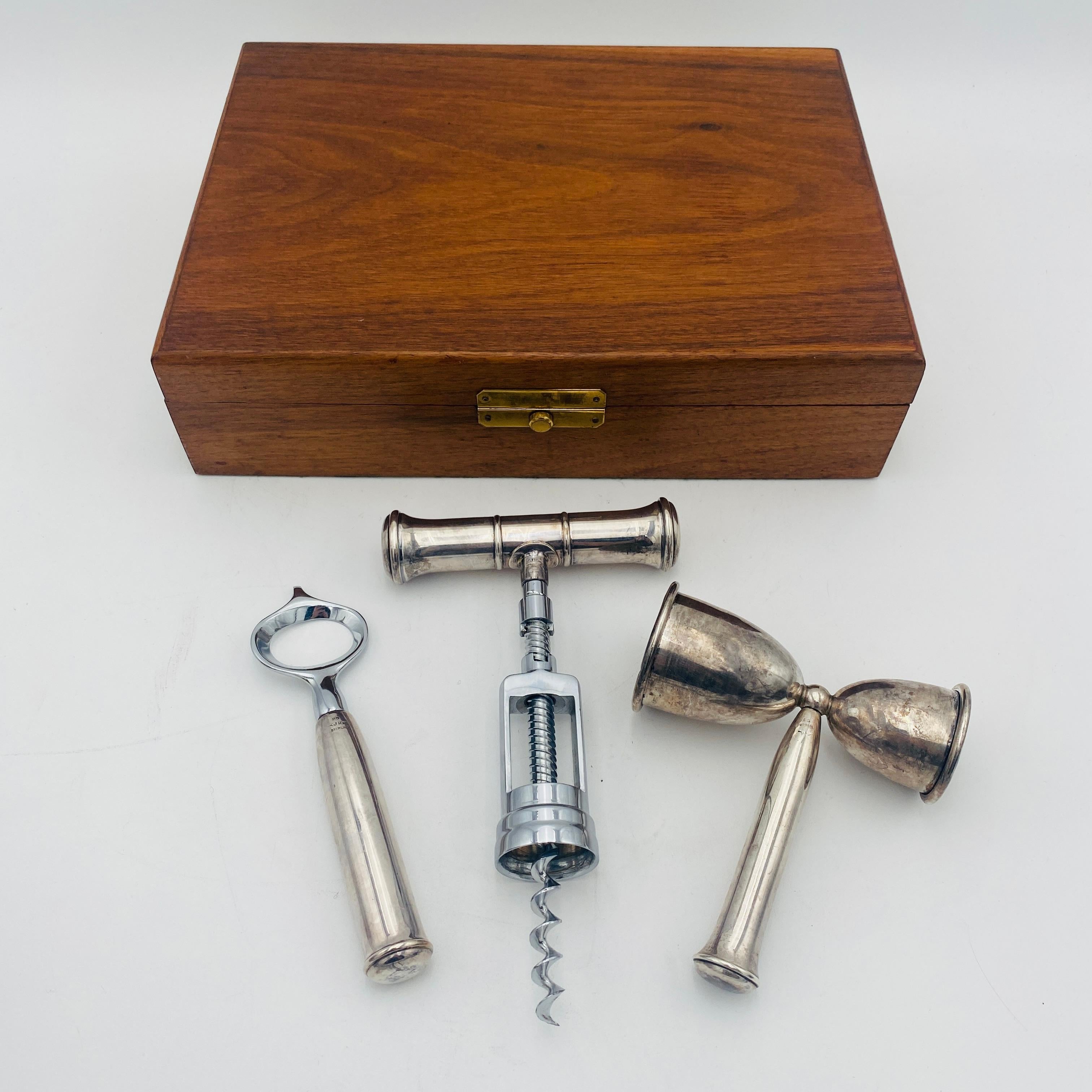 Art Deco John Hasselbring Sterling Silver Bar Tool Set 6