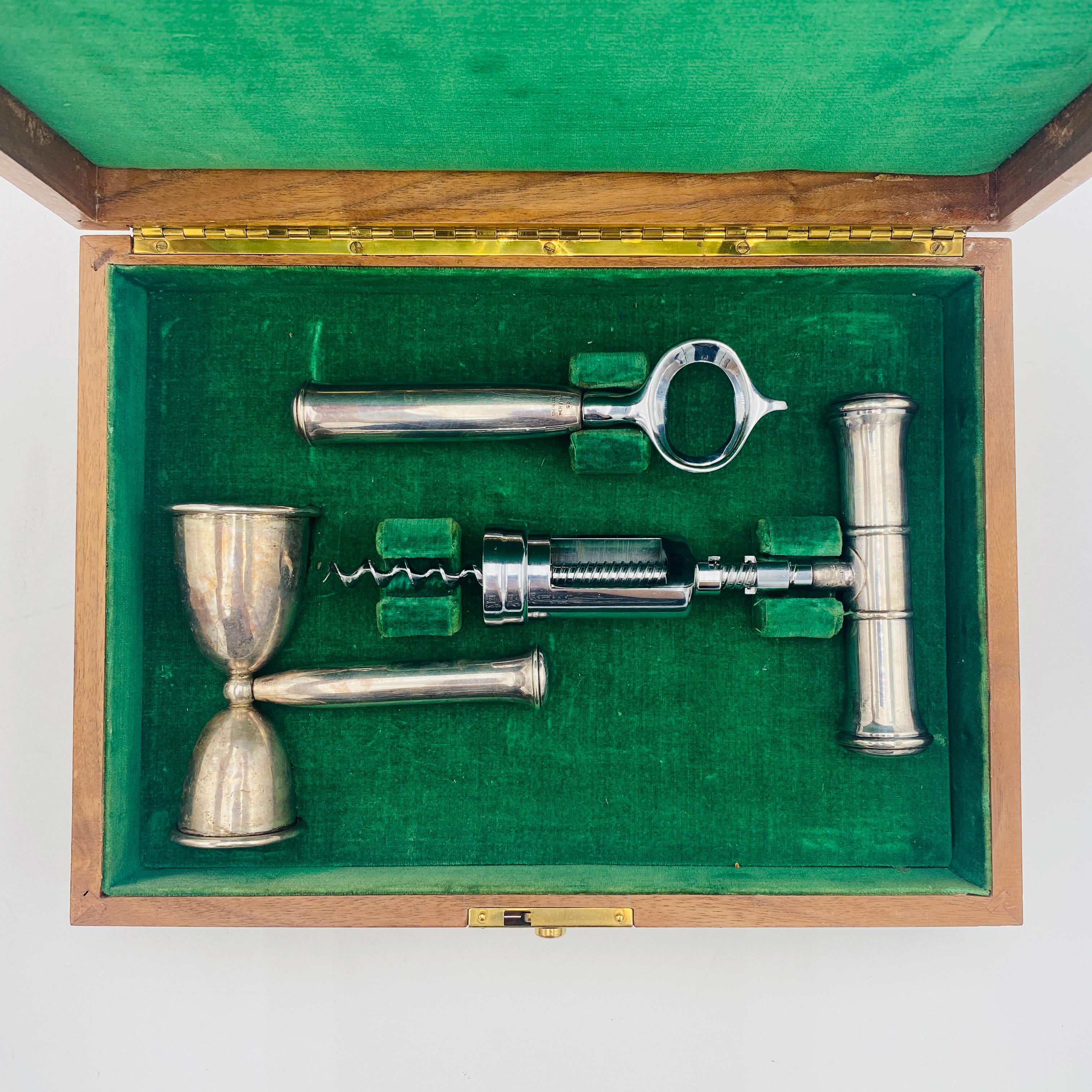 American Art Deco John Hasselbring Sterling Silver Bar Tool Set