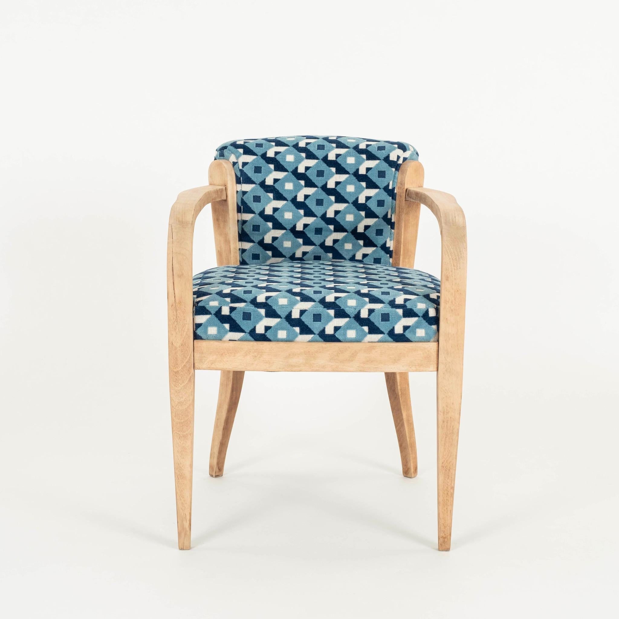Art Deco Schumacher Johnson Hartig Dazzle Ship Velvet Chair 5