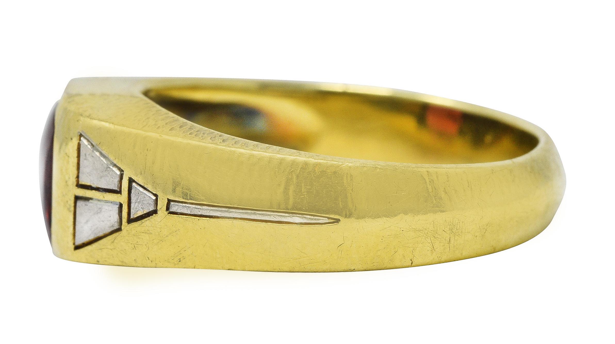 Octagon Cut Art Deco Jones & Woodland Co. Almandite Garnet 14 Karat Two-Tone Gold Men's Ring