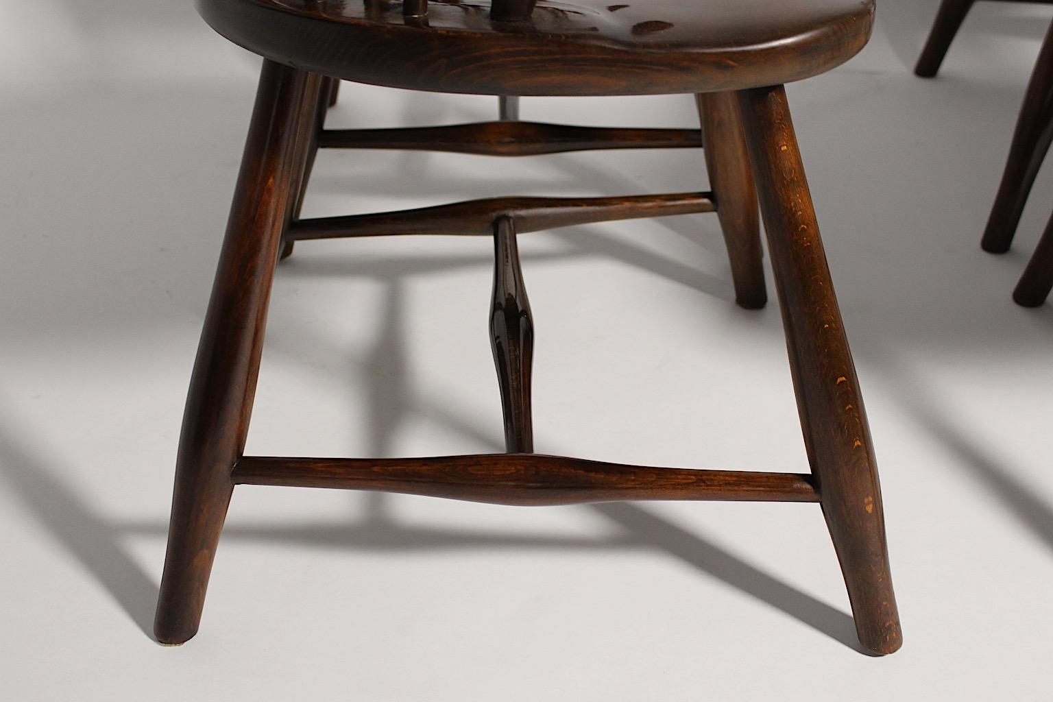 Art Deco Frank Josef Frank Thonet Vintage Chocolate Brown Quattro poltrone Windsor c1925 in vendita 2