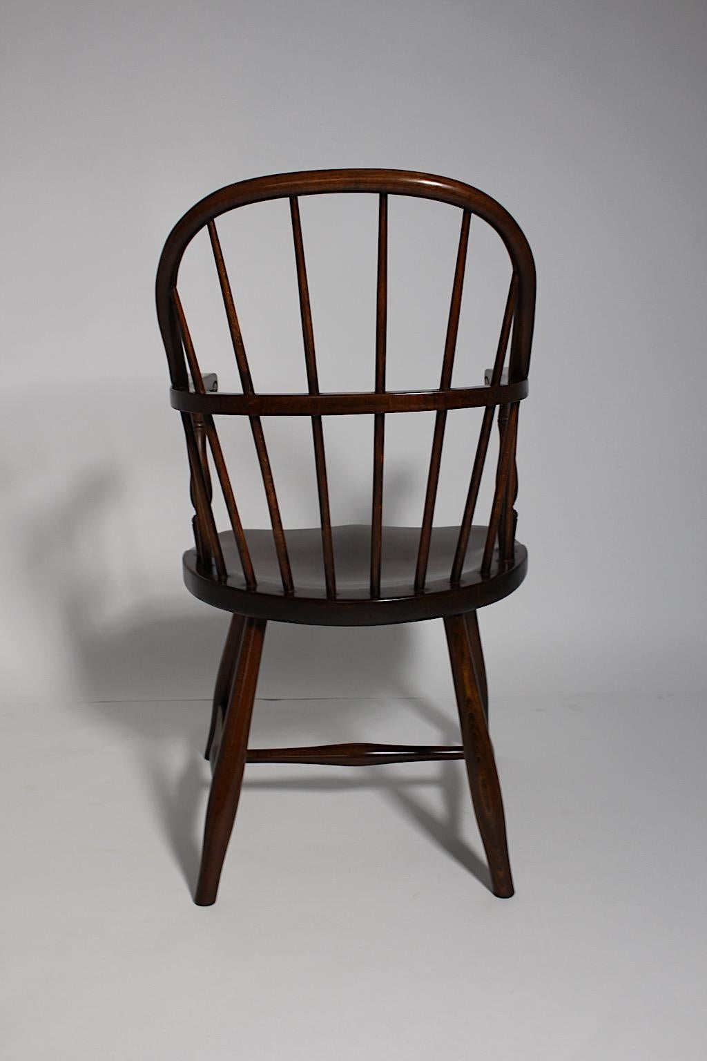 Art Deco Frank Josef Frank Thonet Vintage Chocolate Brown Quattro poltrone Windsor c1925 in vendita 3
