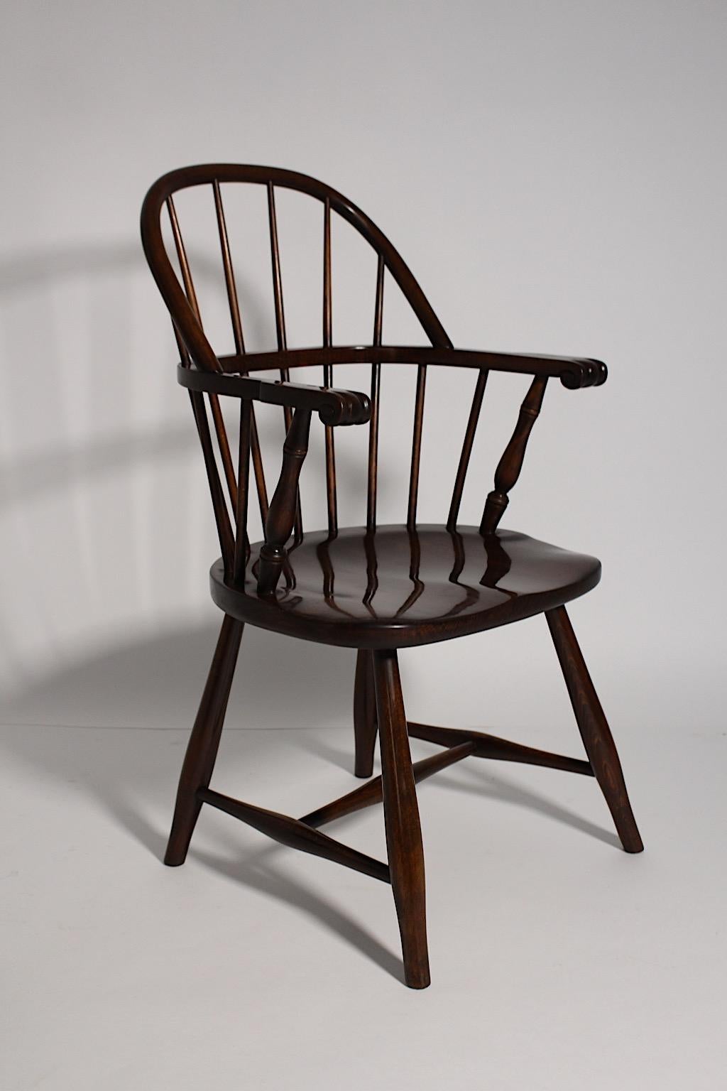 Art Deco Frank Josef Frank Thonet Vintage Chocolate Brown Quattro poltrone Windsor c1925 in vendita 6