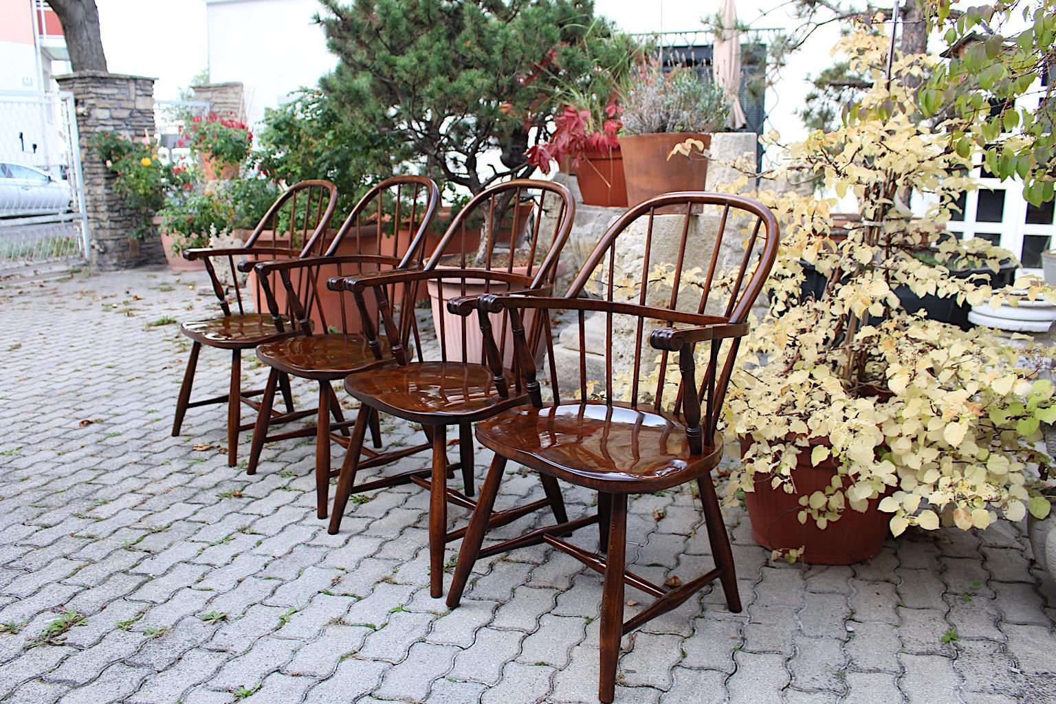 Art Deco Frank Josef Frank Thonet Vintage Chocolate Brown Quattro poltrone Windsor c1925 in vendita 7