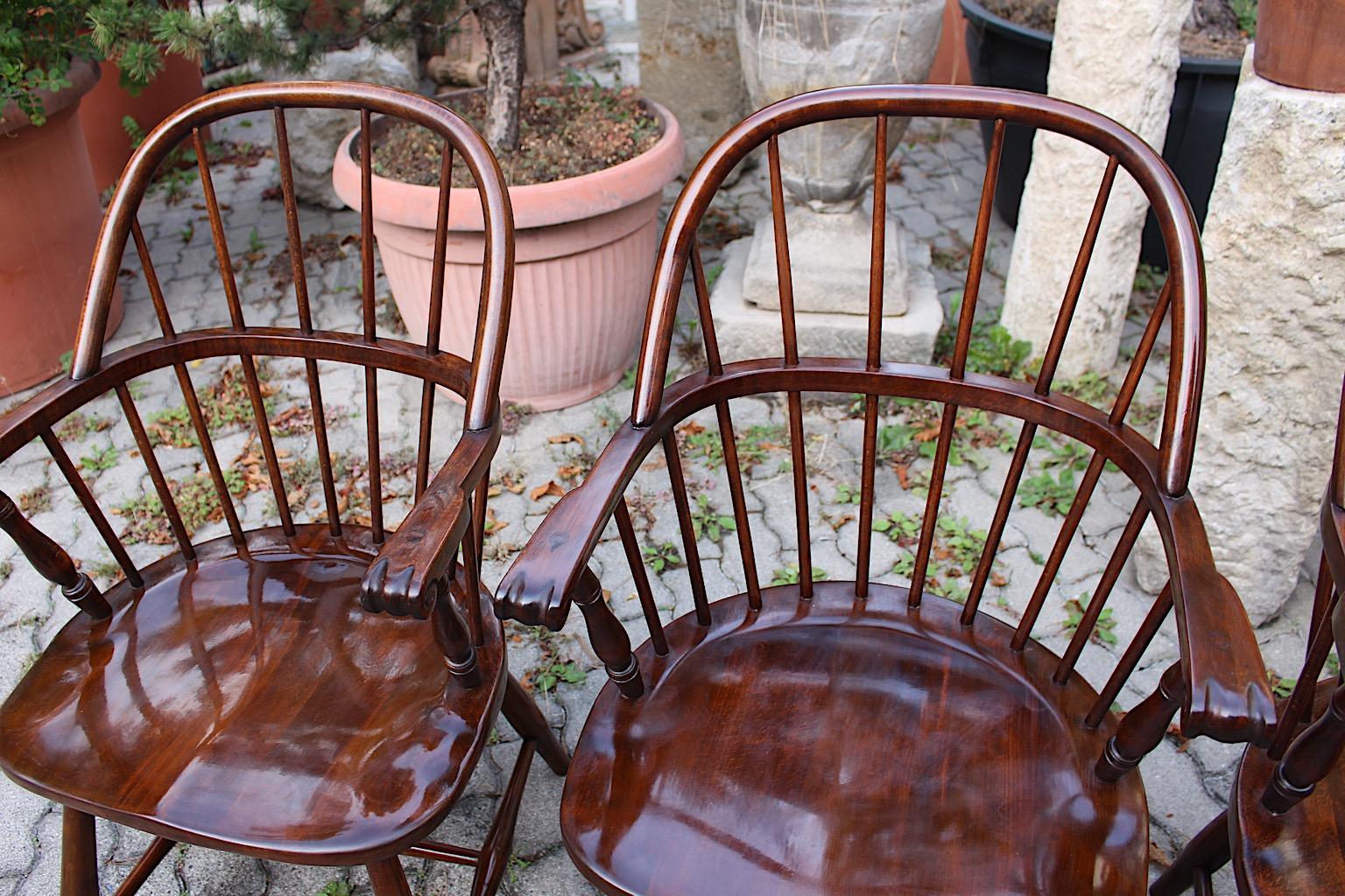 Art Deco Frank Josef Frank Thonet Vintage Chocolate Brown Quattro poltrone Windsor c1925 in vendita 9