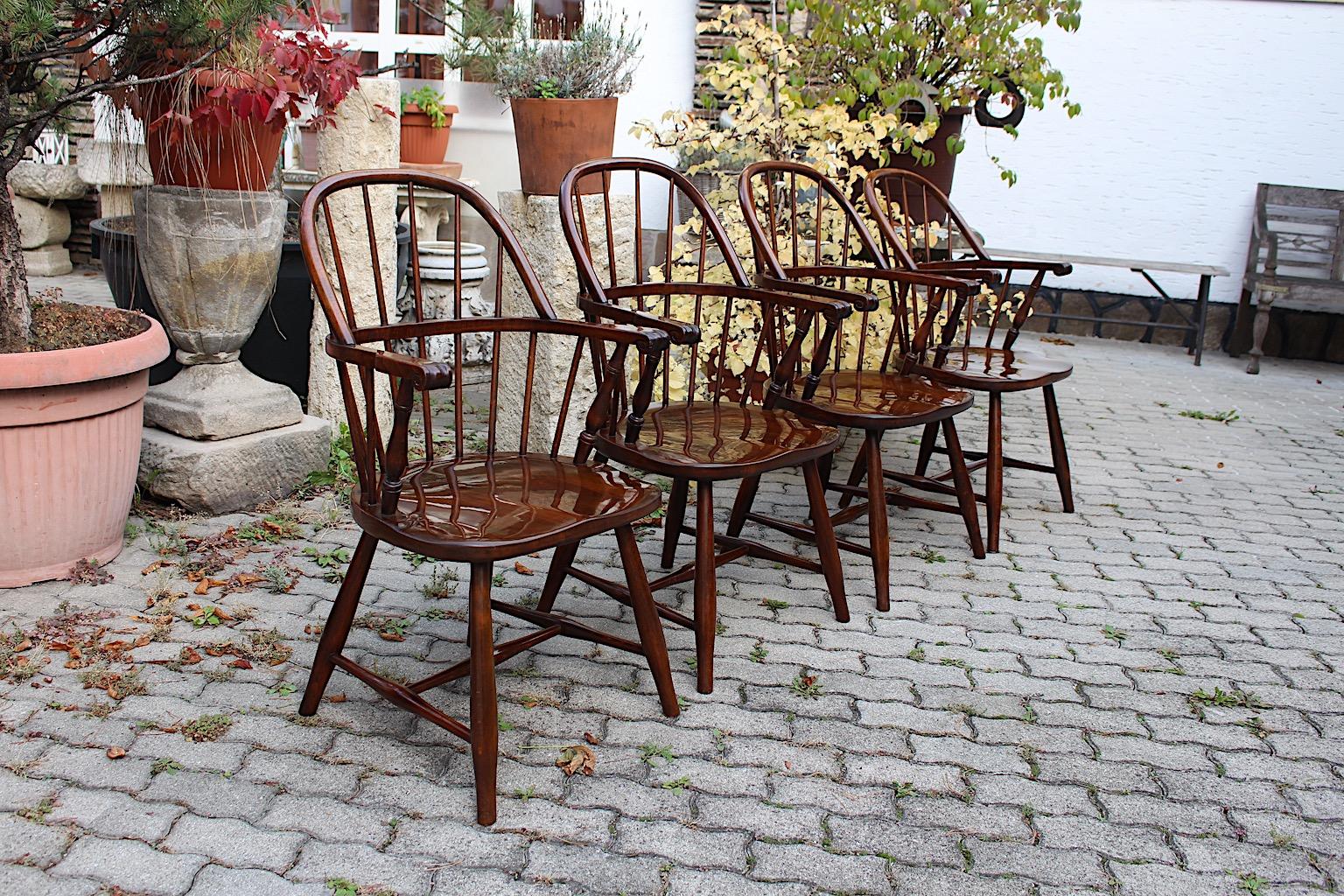 Art Deco Frank Josef Frank Thonet Vintage Chocolate Brown Quattro poltrone Windsor c1925 in vendita 10