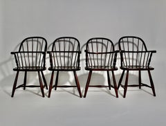 Art Deco Josef Frank Thonet Vintage Chocolate Brown Four Windsor Armchairs c1925
