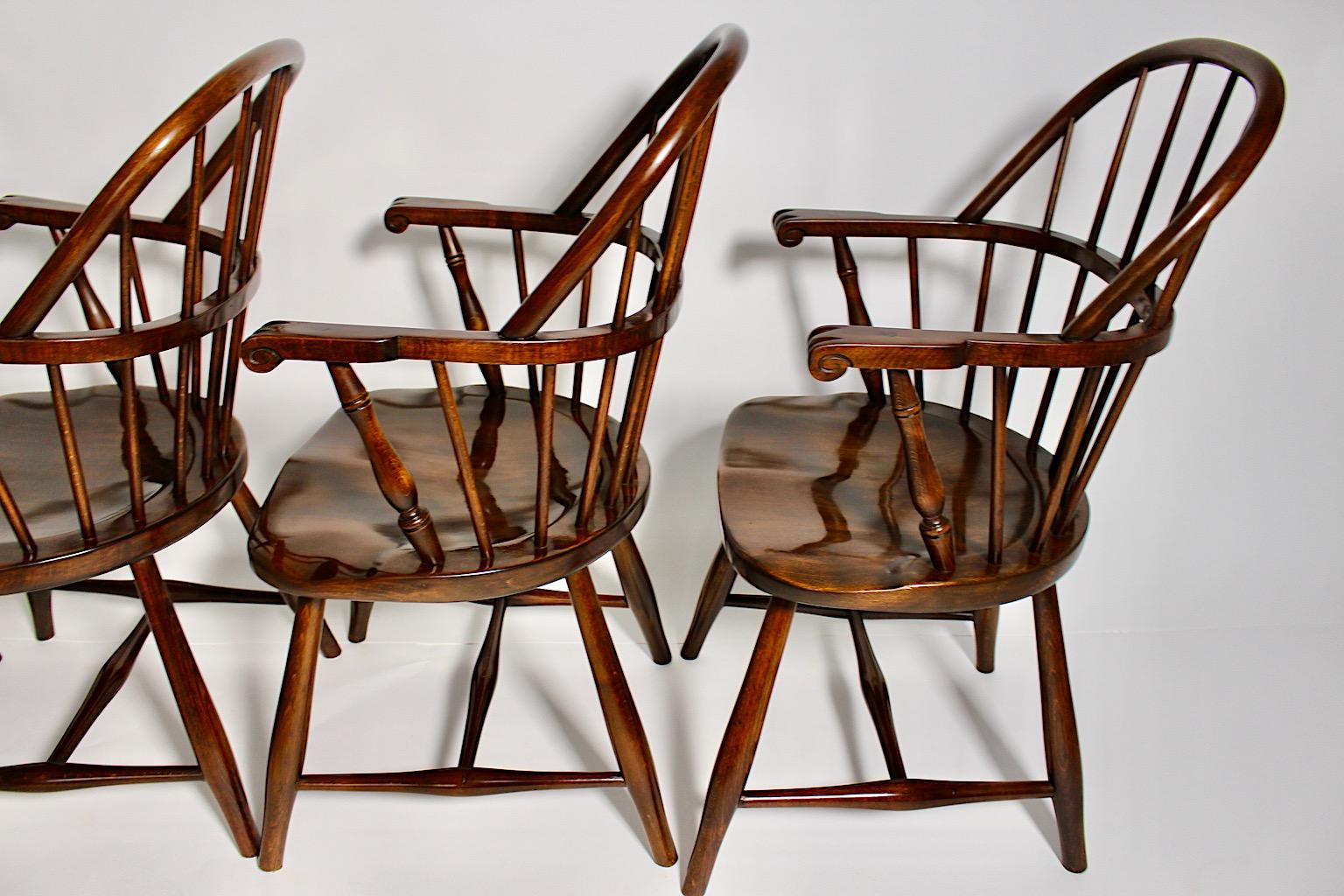 Art Deco Frank Josef Frank Thonet Vintage Chocolate Brown Quattro poltrone Windsor c1925 in vendita 1