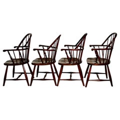 Art Deco Josef Frank Thonet Antique Chocolate Brown Four Windsor Armchairs c1925
