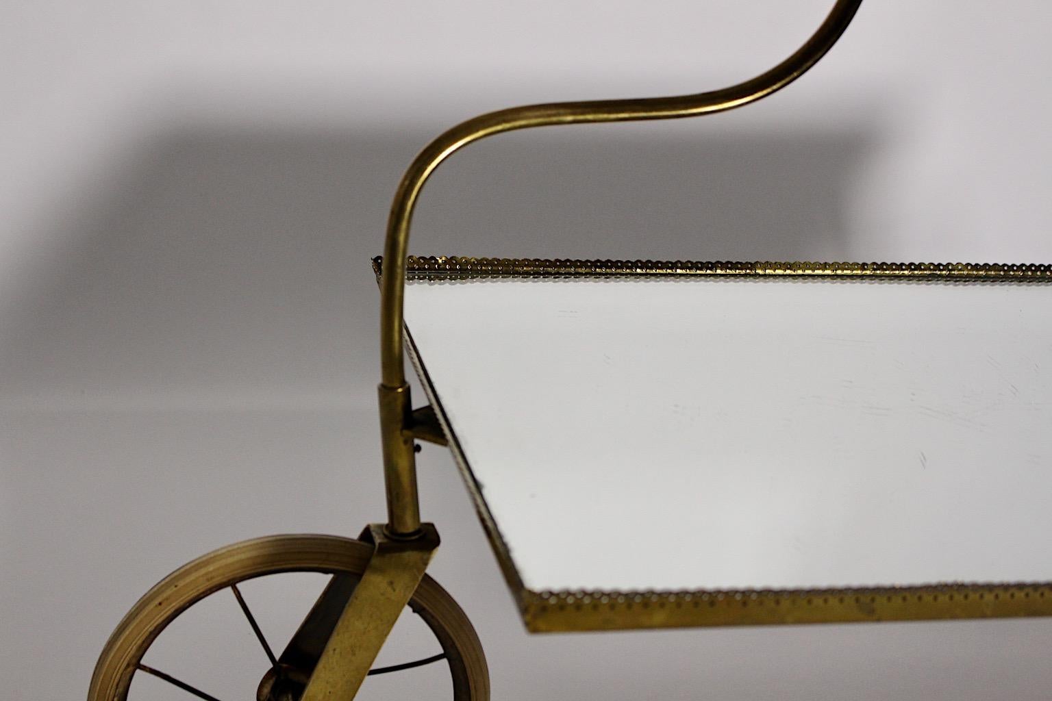 Art Deco Josef Frank Vintage Brass Glass Bar Cart Svenskt Tenn circa 1938 Sweden For Sale 5