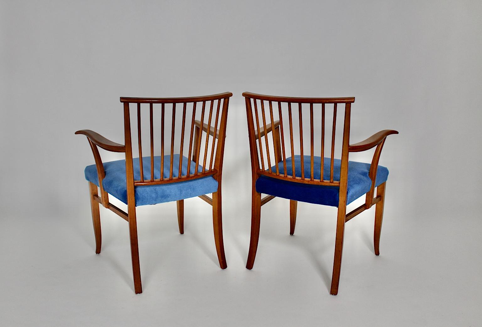 Art-déco-Sessel aus Kirschbaumholz mit blauem Stoff Josef Frank um 1927 Wien  im Angebot 4
