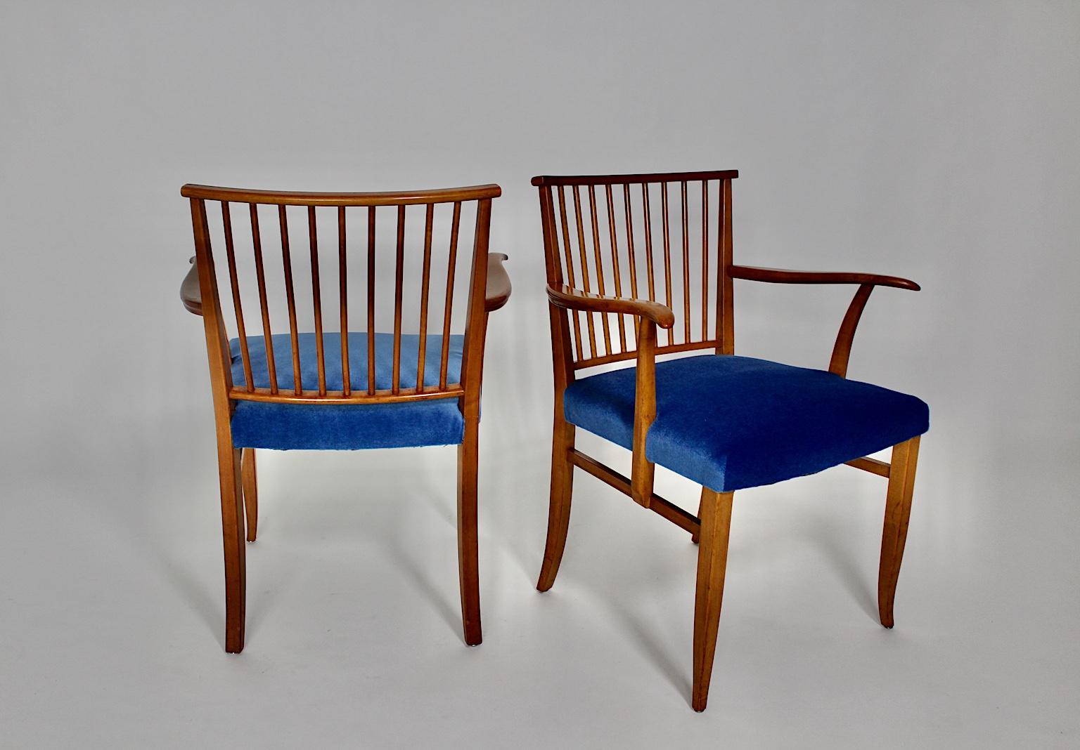 Art-déco-Sessel aus Kirschbaumholz mit blauem Stoff Josef Frank um 1927 Wien  im Angebot 5