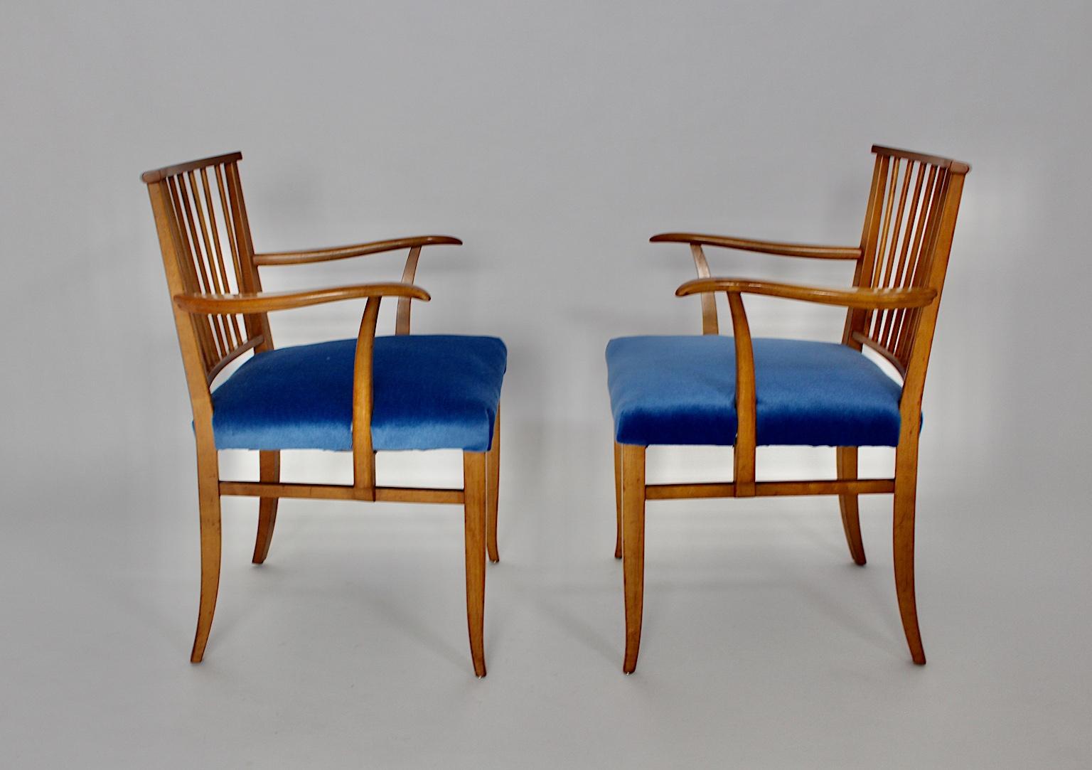 Art-déco-Sessel aus Kirschbaumholz mit blauem Stoff Josef Frank um 1927 Wien  im Angebot 7