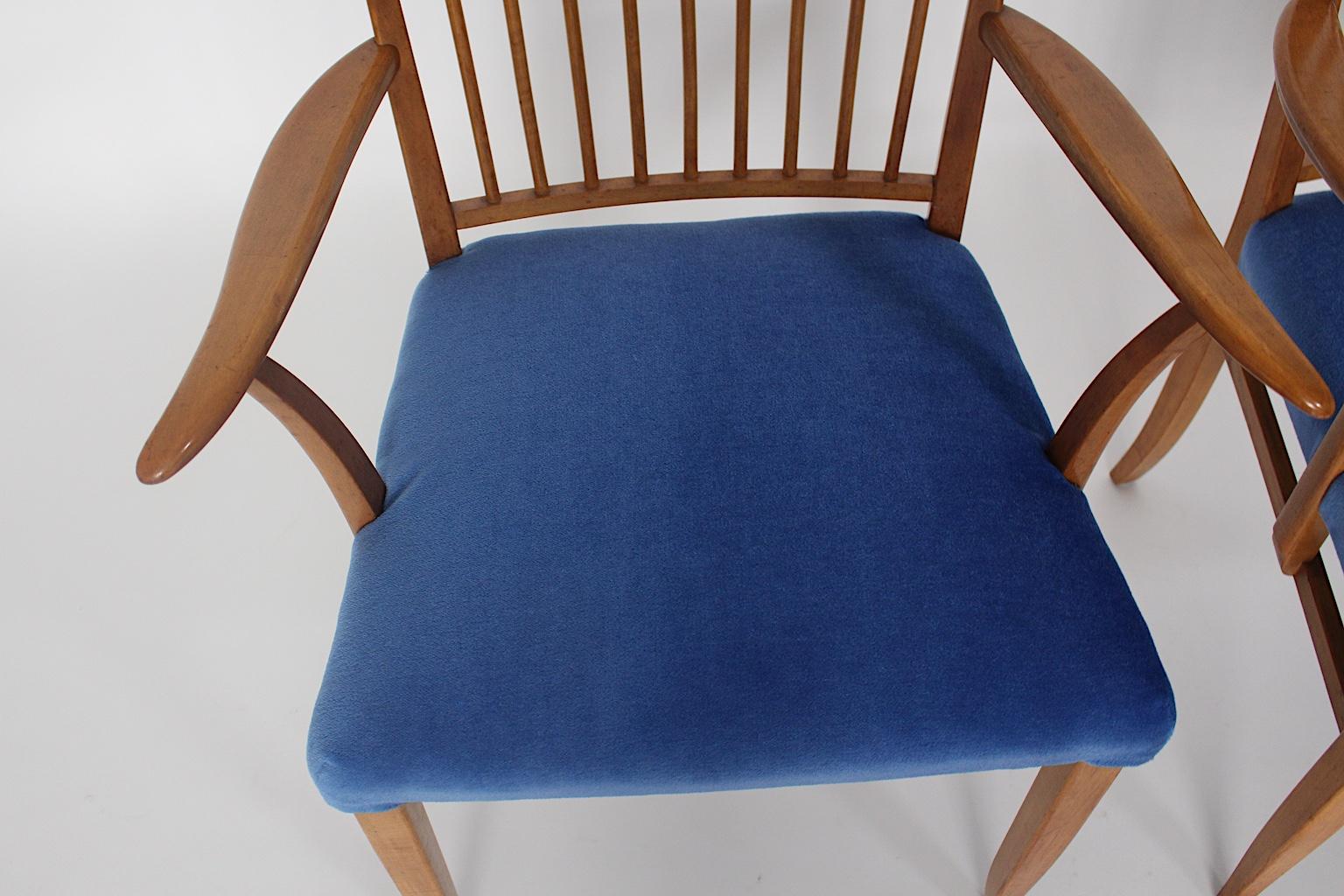 Art-déco-Sessel aus Kirschbaumholz mit blauem Stoff Josef Frank um 1927 Wien  im Angebot 8