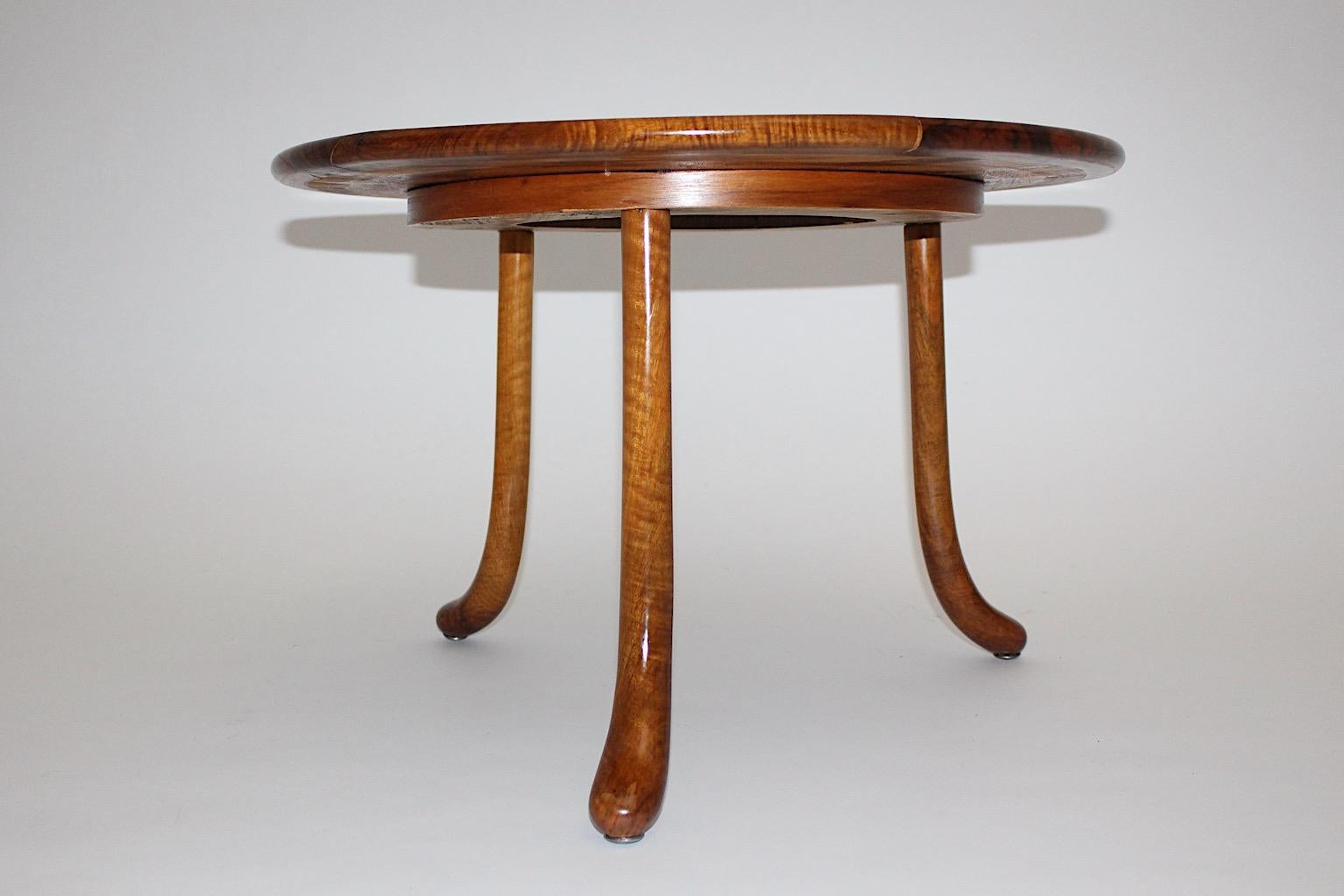 Art Deco Josef Frank Vintage Circular Walnut Sofa Table Side Table Vienna c 1925 For Sale 6