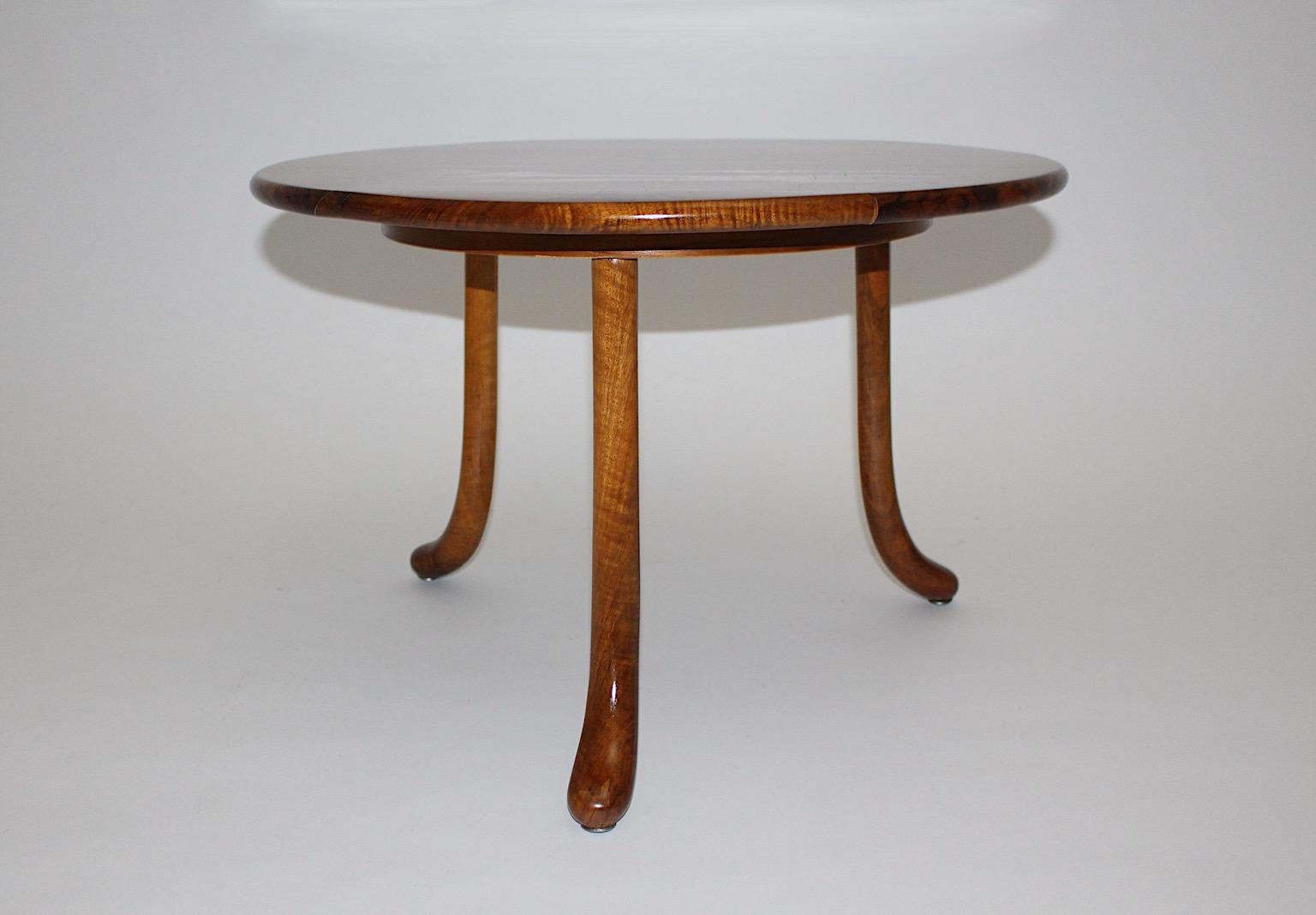 Art Deco Josef Frank Vintage Circular Walnut Sofa Table Side Table Vienna c 1925 For Sale 7