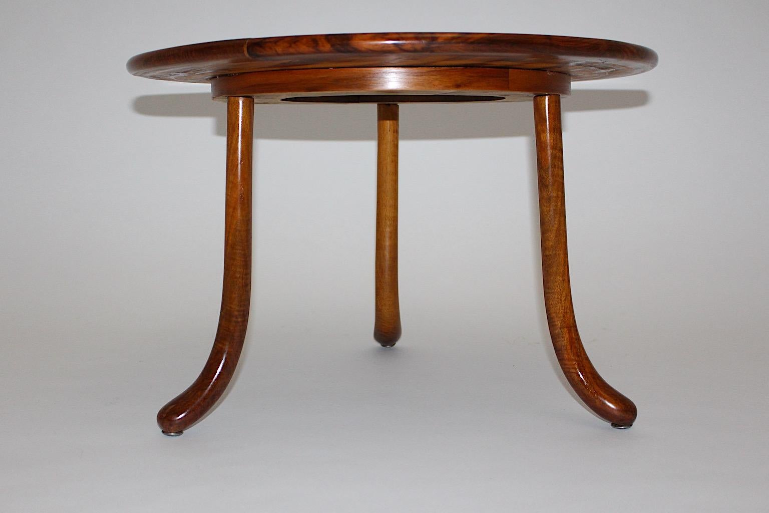 Early 20th Century Art Deco Josef Frank Vintage Circular Walnut Sofa Table Side Table Vienna c 1925 For Sale
