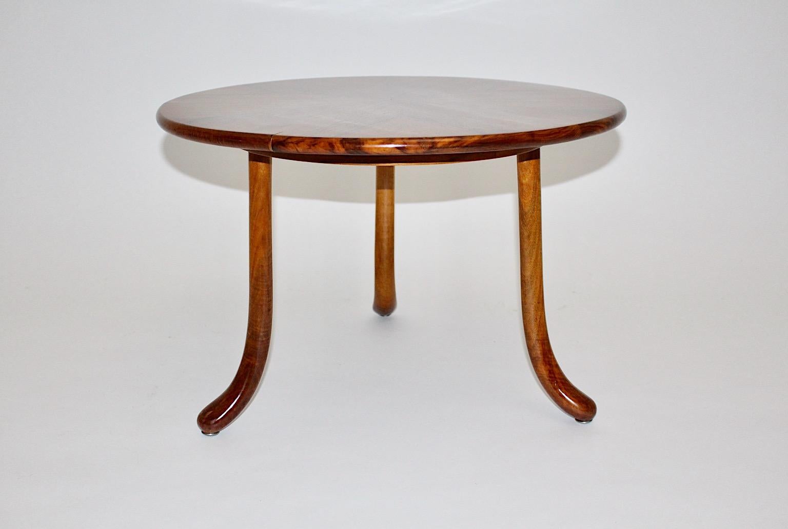 Beech Art Deco Josef Frank Vintage Circular Walnut Sofa Table Side Table Vienna c 1925 For Sale