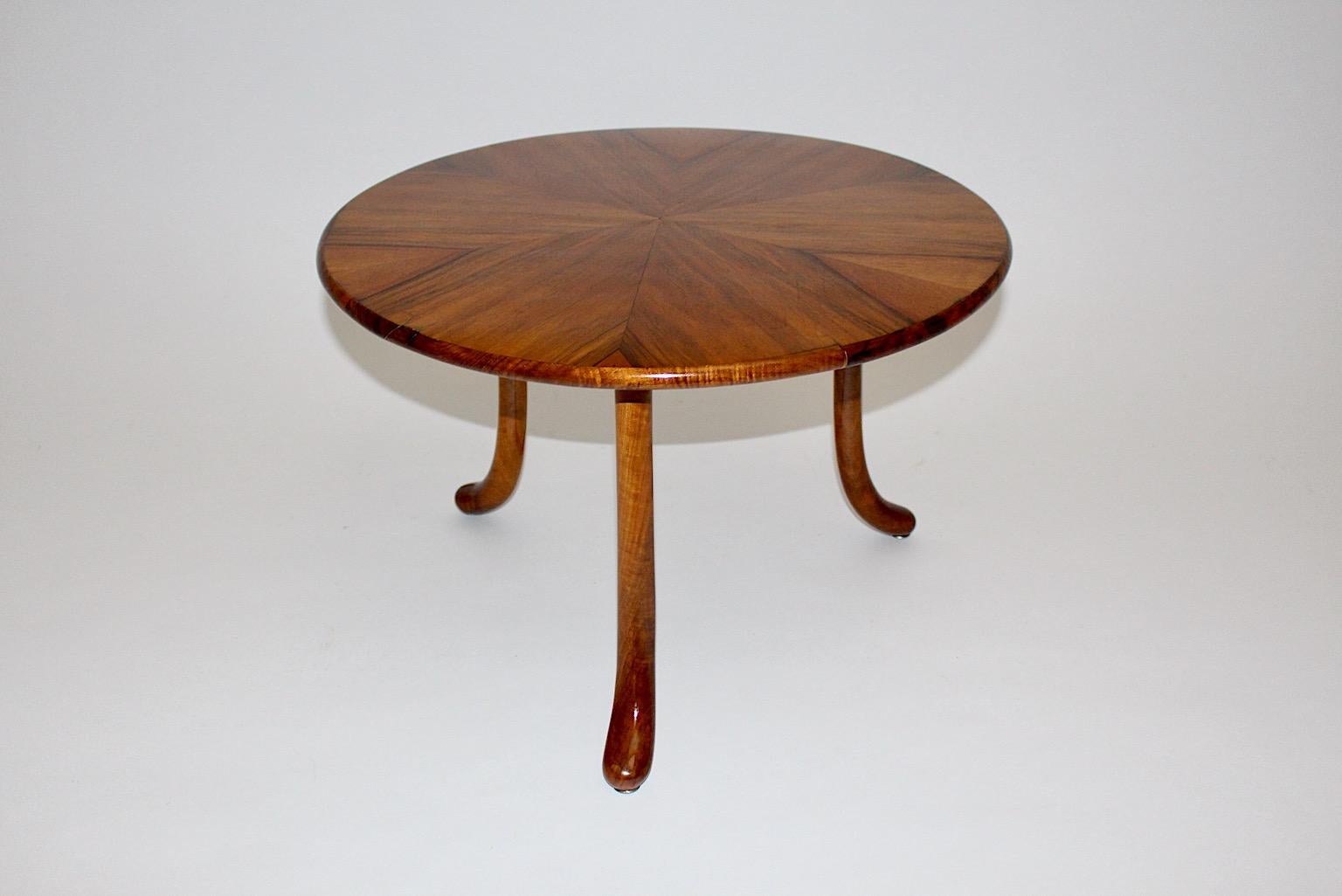 Art Deco Josef Frank Vintage Circular Walnut Sofa Table Side Table Vienna c 1925 For Sale 1