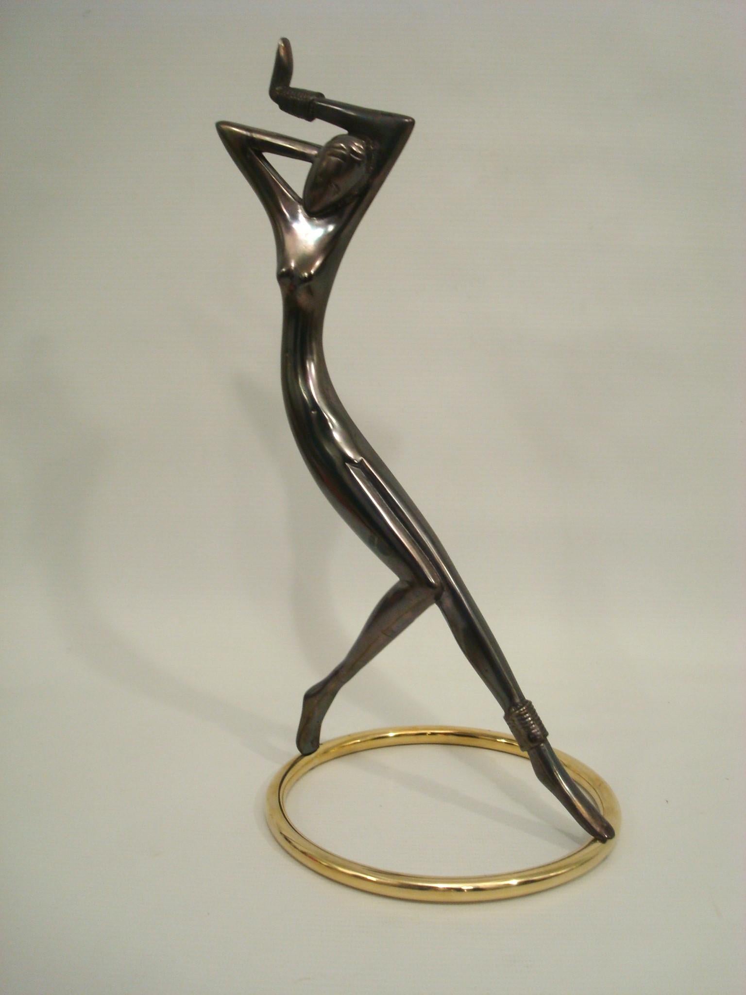 Austrian Art Deco Josephine Baker Brass Sculpture Hagenauer Dancer For Sale