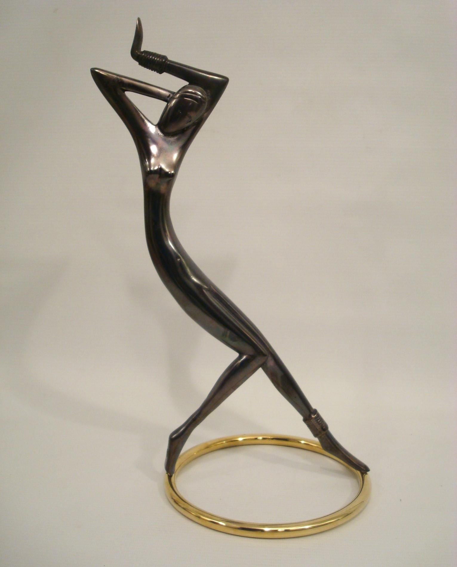 Art Deco Josephine Baker Brass Sculpture Hagenauer Dancer In Good Condition For Sale In Buenos Aires, Olivos