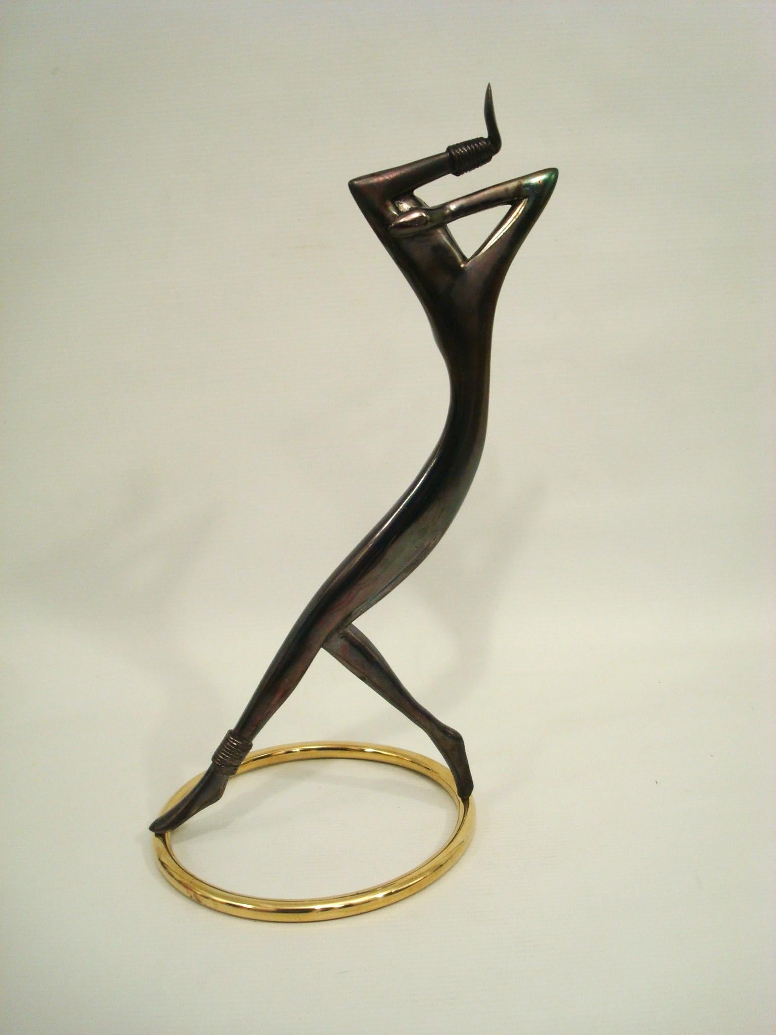 Art Deco Josephine Baker Brass Sculpture Hagenauer Dancer For Sale 2