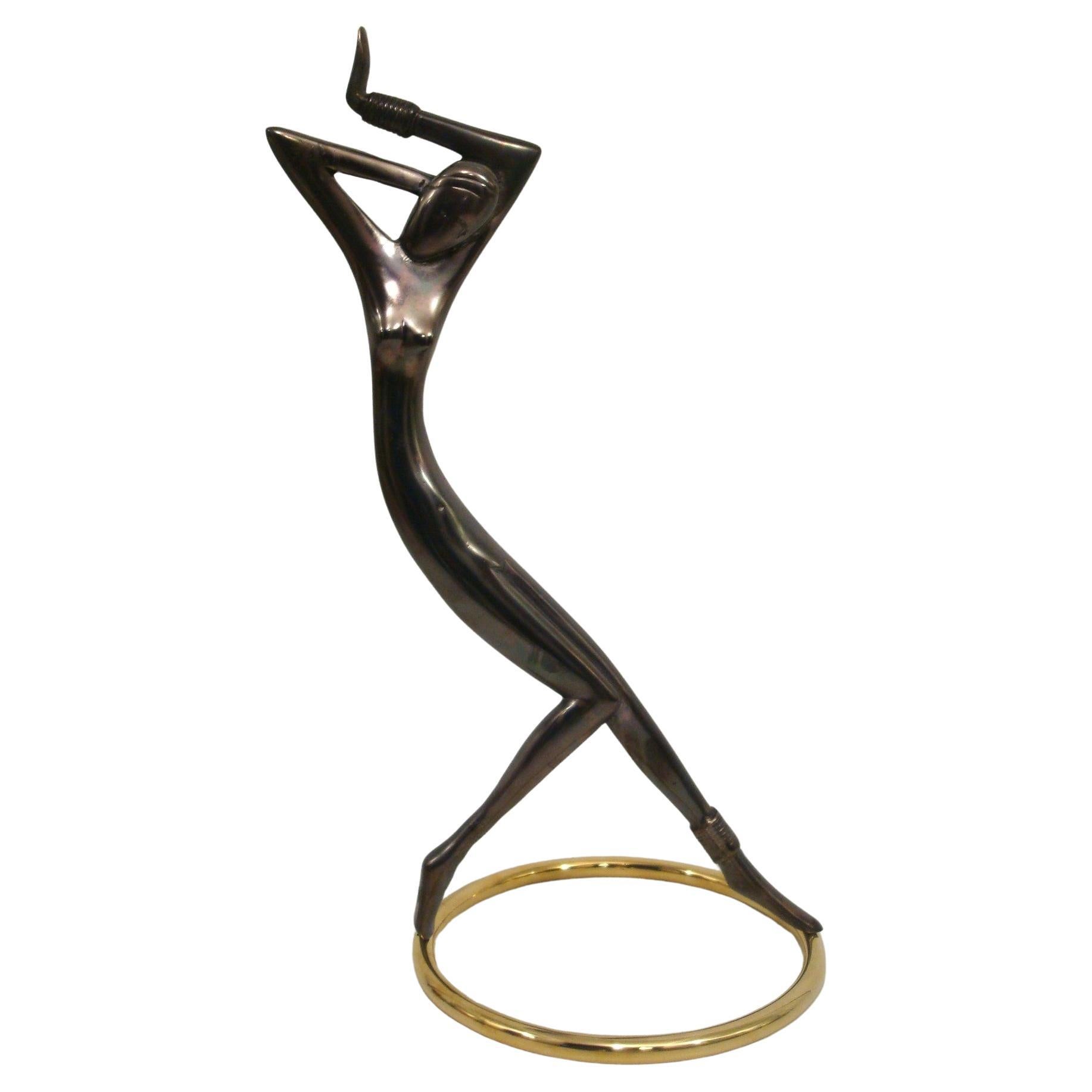 Art Deco Josephine Baker Messing-Skulptur Hagenauer Tänzerin