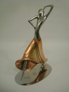 Messingstatue der weiblichen Tänzerin Josephine Baker im Art déco-Stil, Österreich 1930 Karl Hagenauer