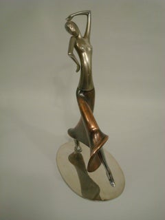 Statue en laiton Art Déco de la danseuse féminine Josephine Baker, Autriche, 1930, Karl Hagenauer
