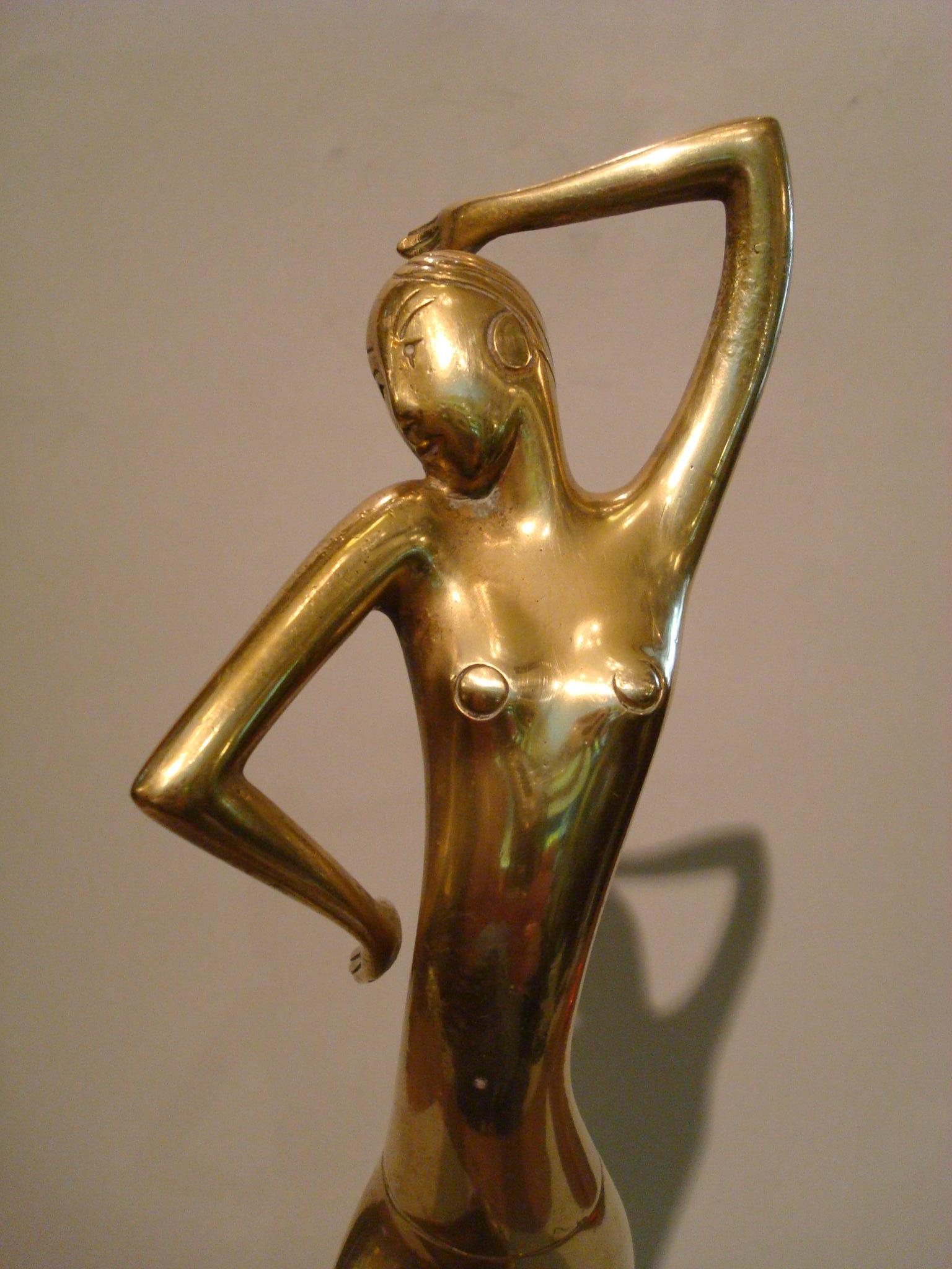 Art Deco Josephine Baker Female Dancer Brass Statue, Austria 1930 Karl Hagenauer In Good Condition In Buenos Aires, Olivos