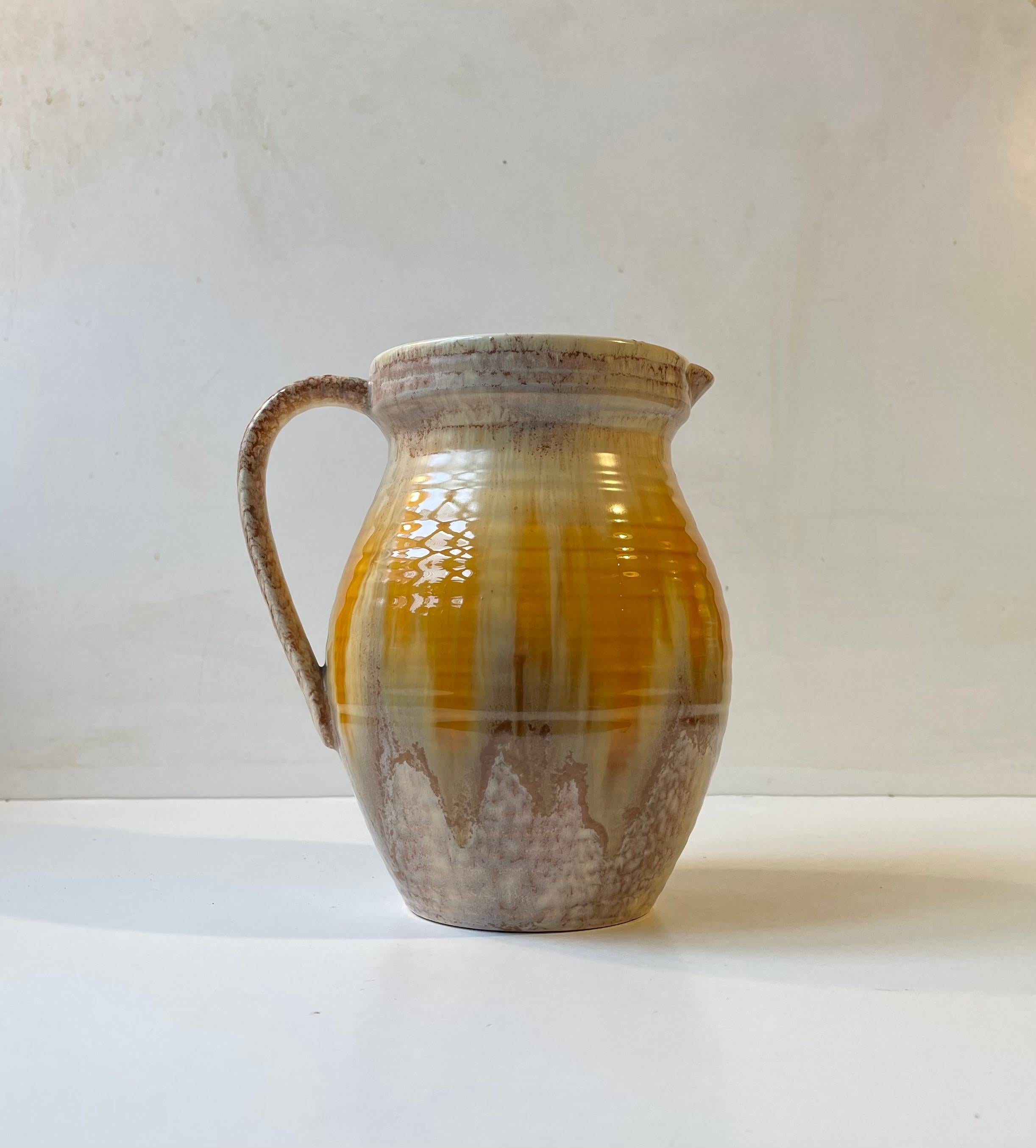 Danish Art Deco Jug in Yellow & Blonde Glazes, Sylvac England, 1930s For Sale