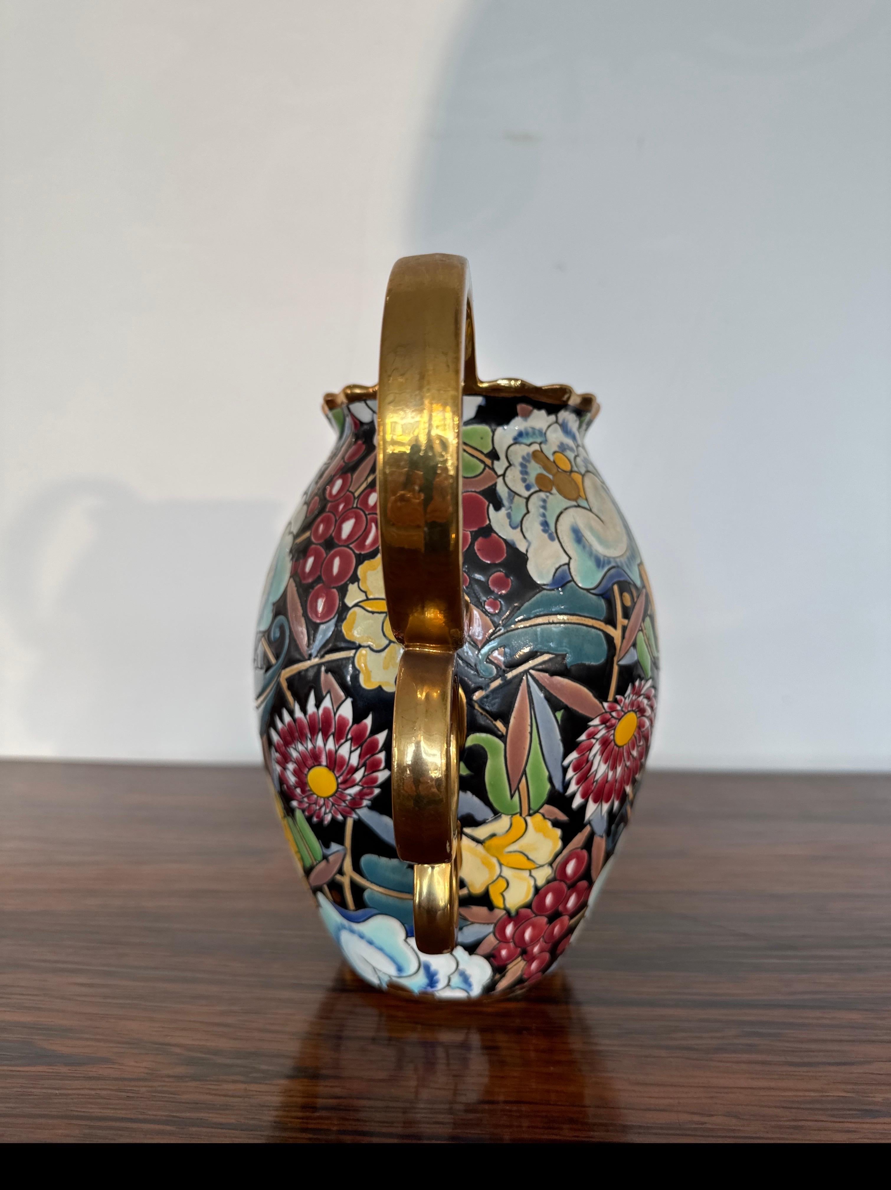 Art Decor, Vase Boch La Louvière Céramique avec décor floral, R&R ART en vente 4