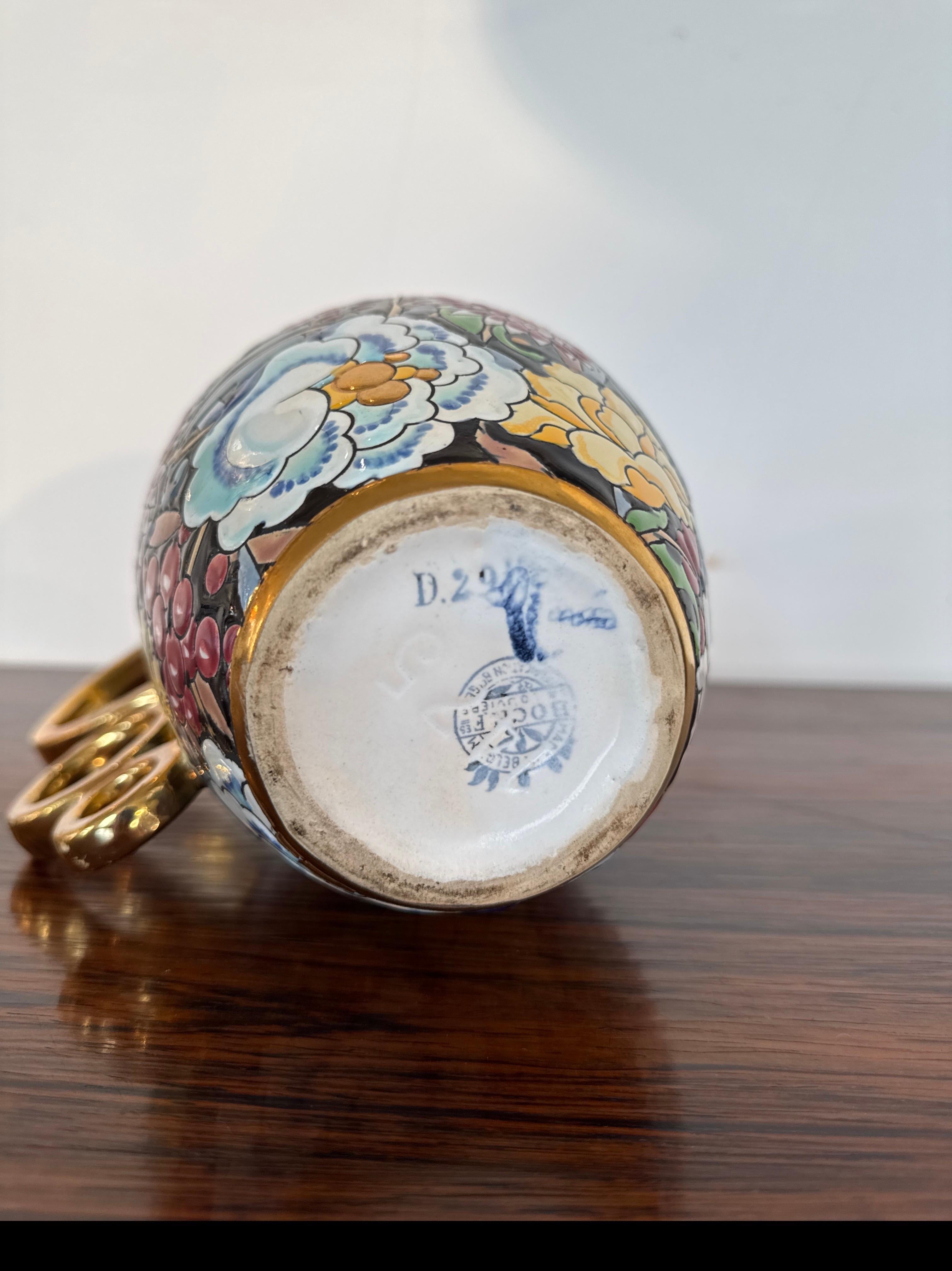 Art Decor, Vase Boch La Louvière Céramique avec décor floral, R&R ART en vente 5